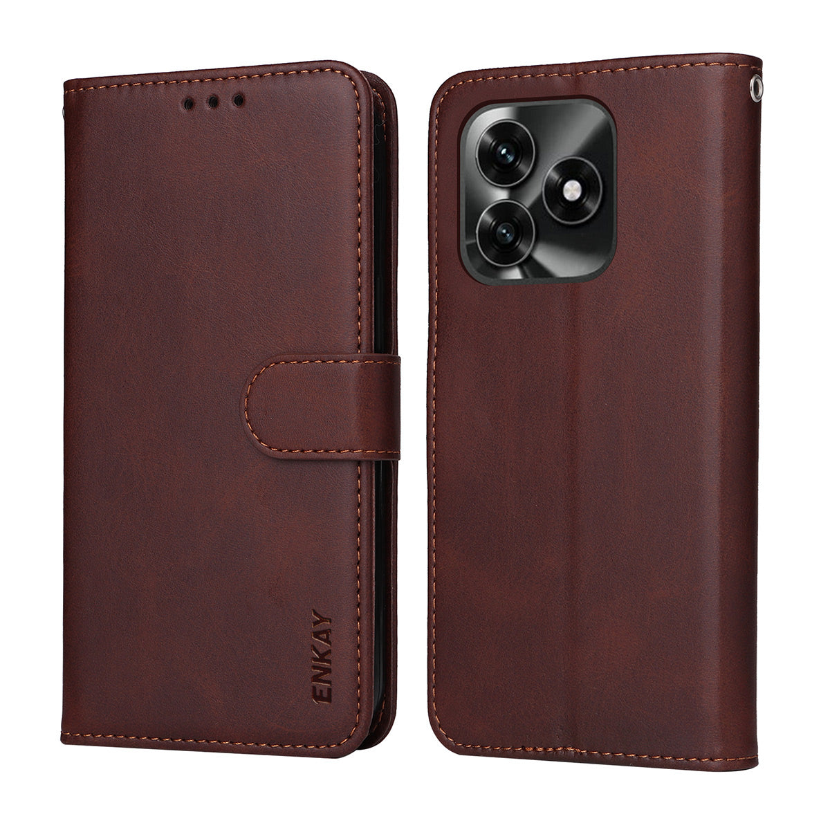 For Honor X5c Plus 4G PU Leather Wallet Case ENKAY HAT PRINCE Phone Stand Cover with Tempered Glass