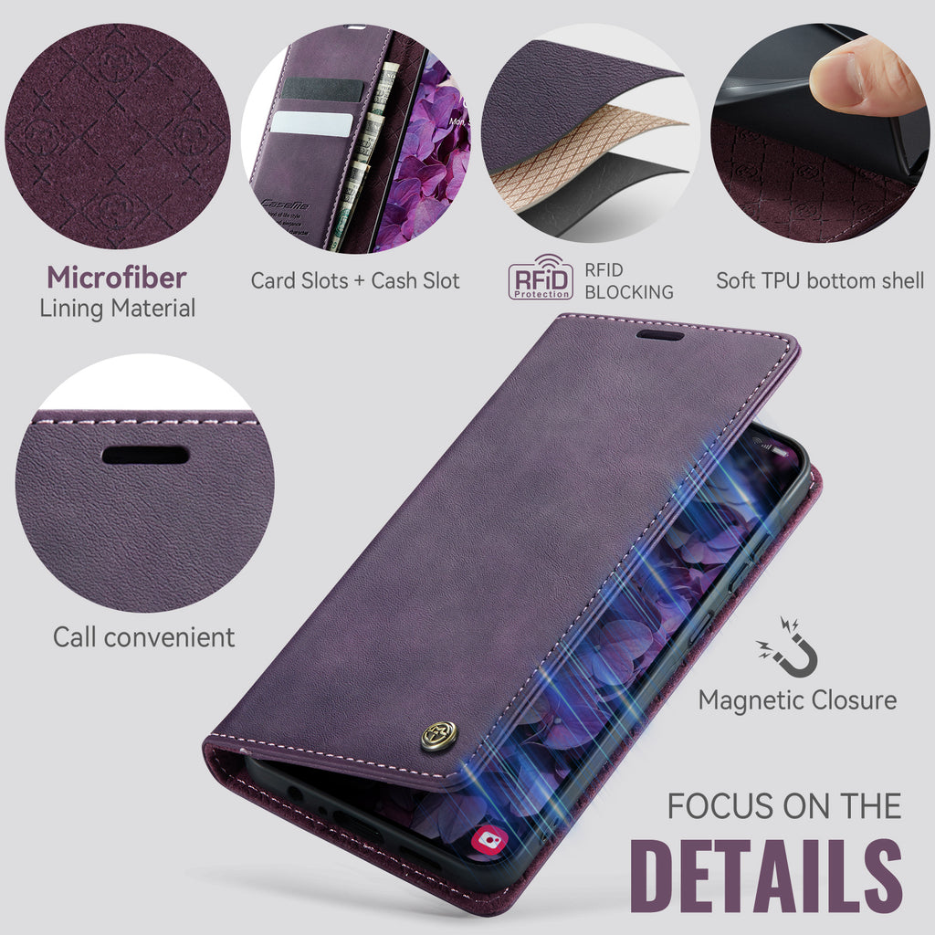 For Samsung Galaxy A06 4G / Galaxy A06 5G / Galaxy A07 4G Case CASEME 033 Series RFID Blocking Wallet Stand Calf Texture Leather Phone Cover