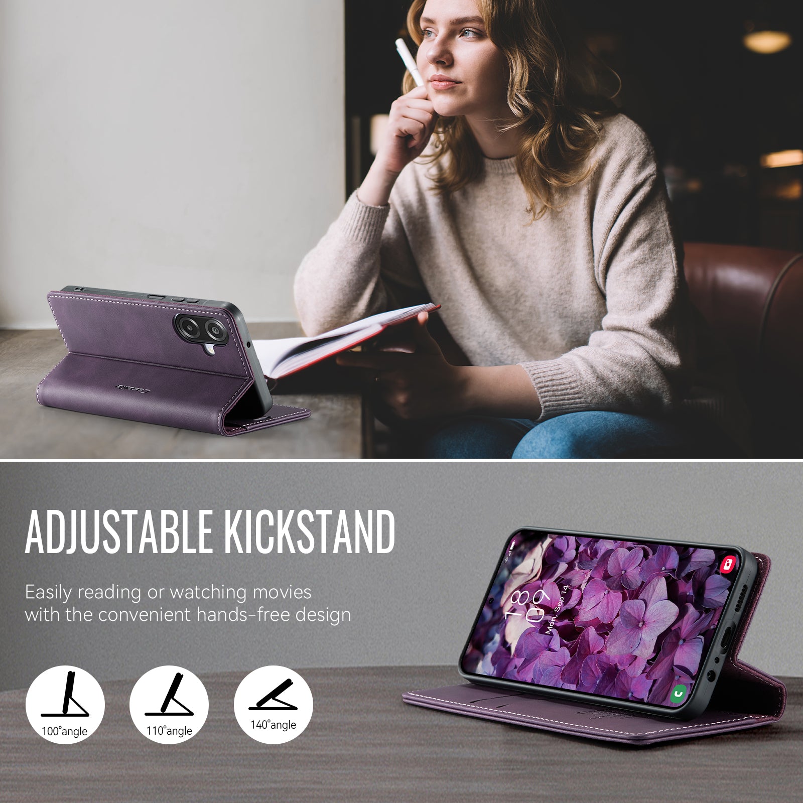 For Samsung Galaxy A06 4G / Galaxy A06 5G / Galaxy A07 4G Case CASEME 033 Series RFID Blocking Wallet Stand Calf Texture Leather Phone Cover