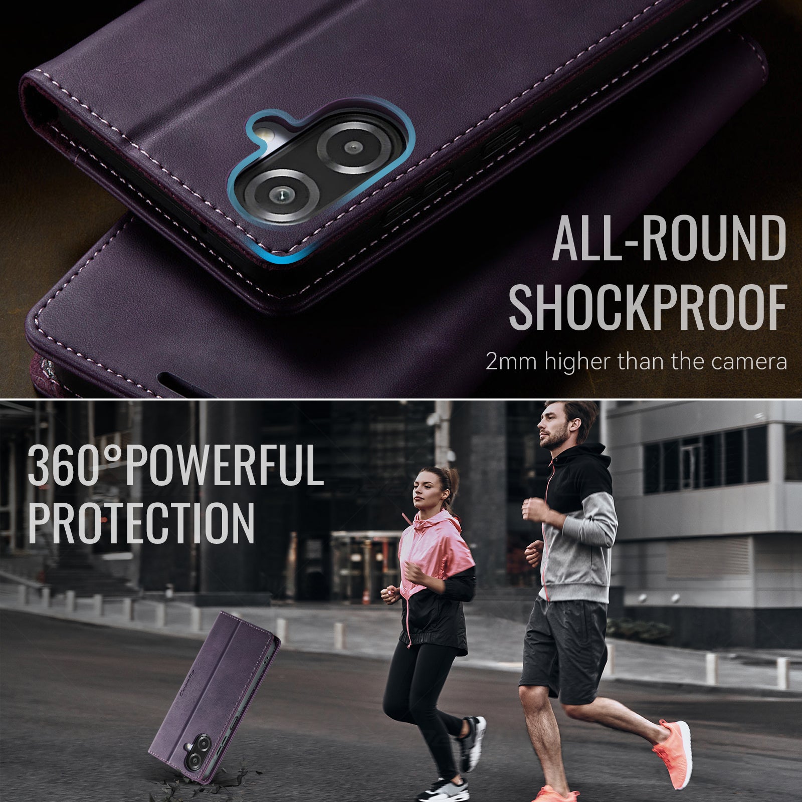 For Samsung Galaxy A06 4G / Galaxy A06 5G / Galaxy A07 4G Case CASEME 033 Series RFID Blocking Wallet Stand Calf Texture Leather Phone Cover