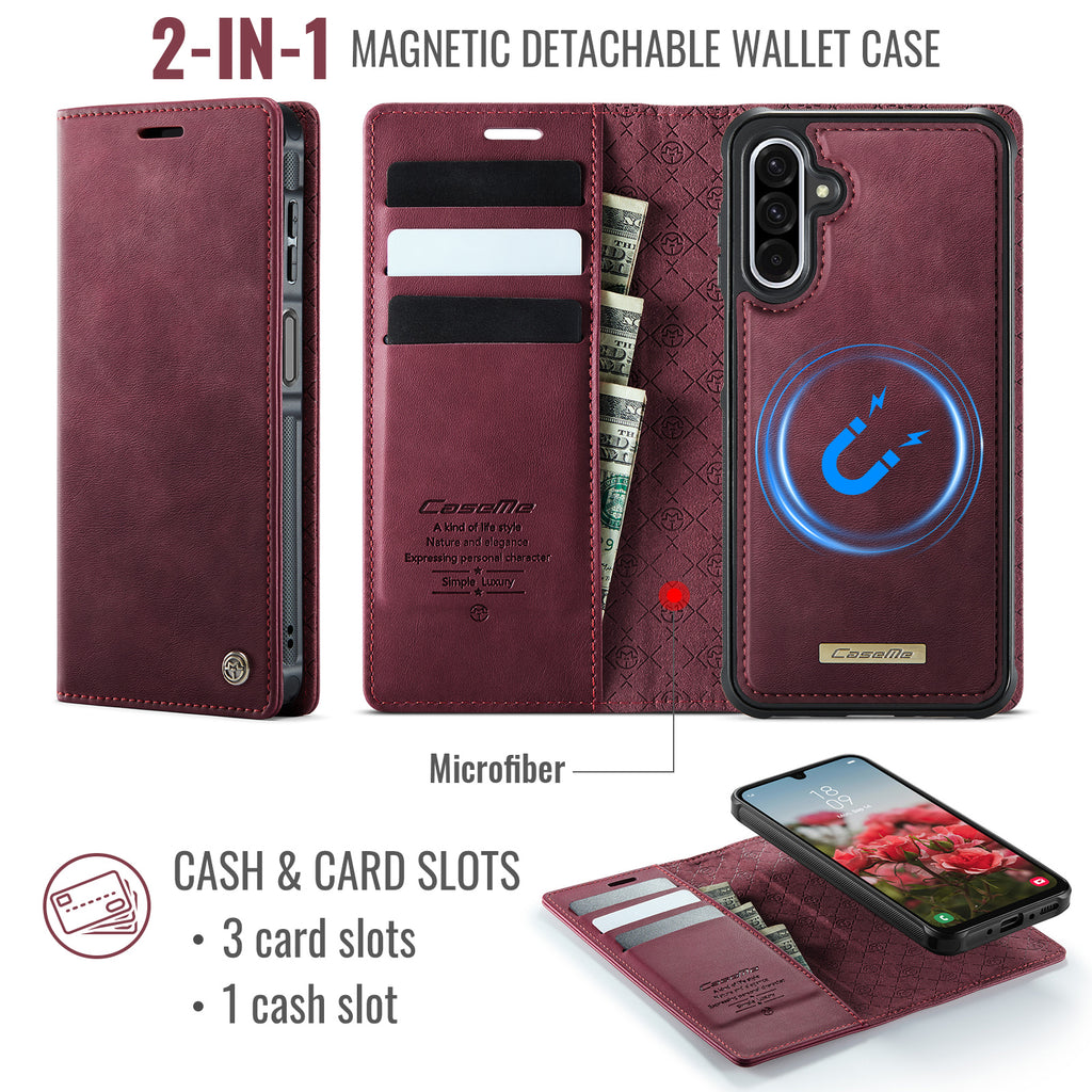 For Samsung Galaxy A17 5G / Galaxy A17 4G Magnetic Case CASEME C49 RFID Blocking Detachable Wallet Leather Phone Cover