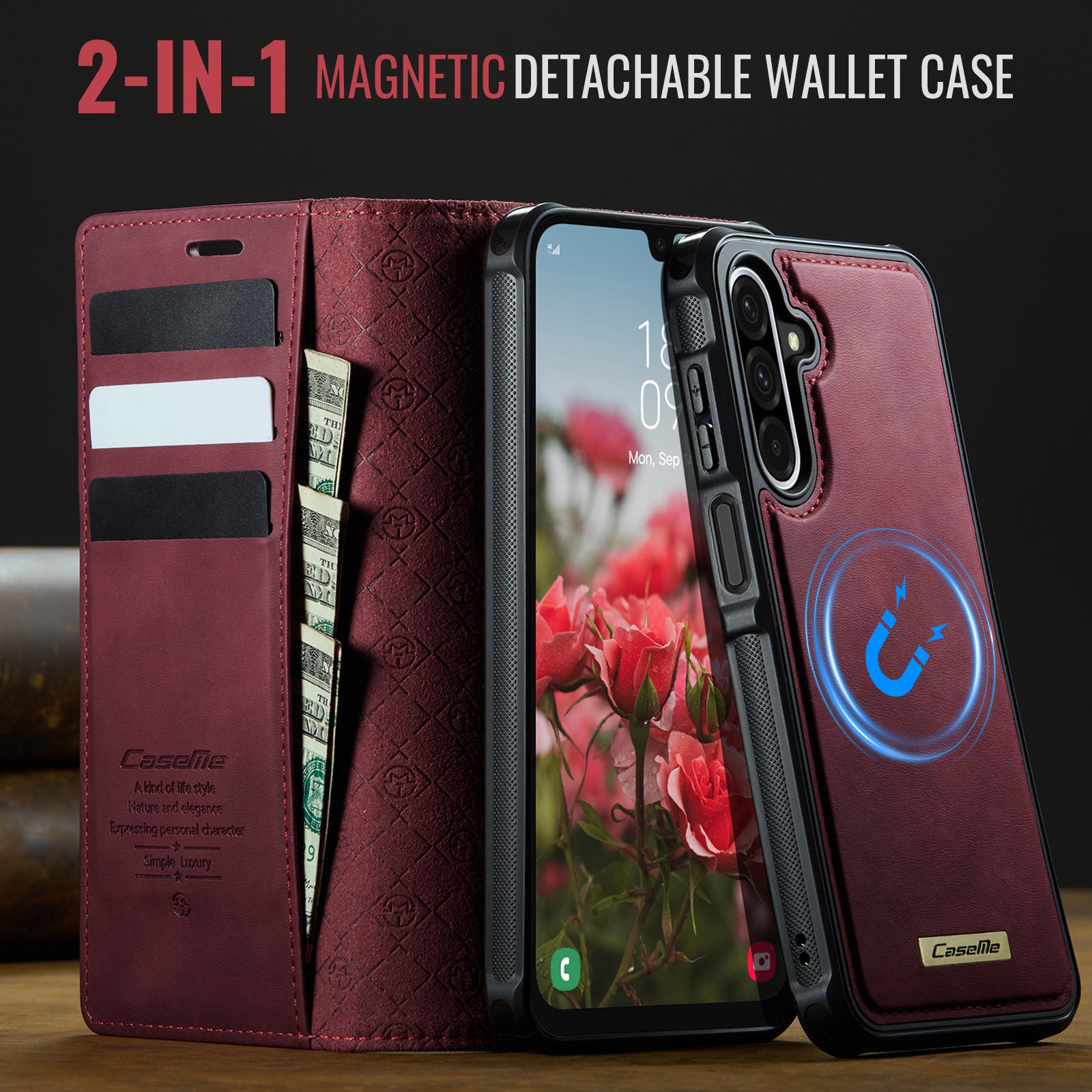 For Samsung Galaxy A17 5G / Galaxy A17 4G Magnetic Case CASEME C49 RFID Blocking Detachable Wallet Leather Phone Cover