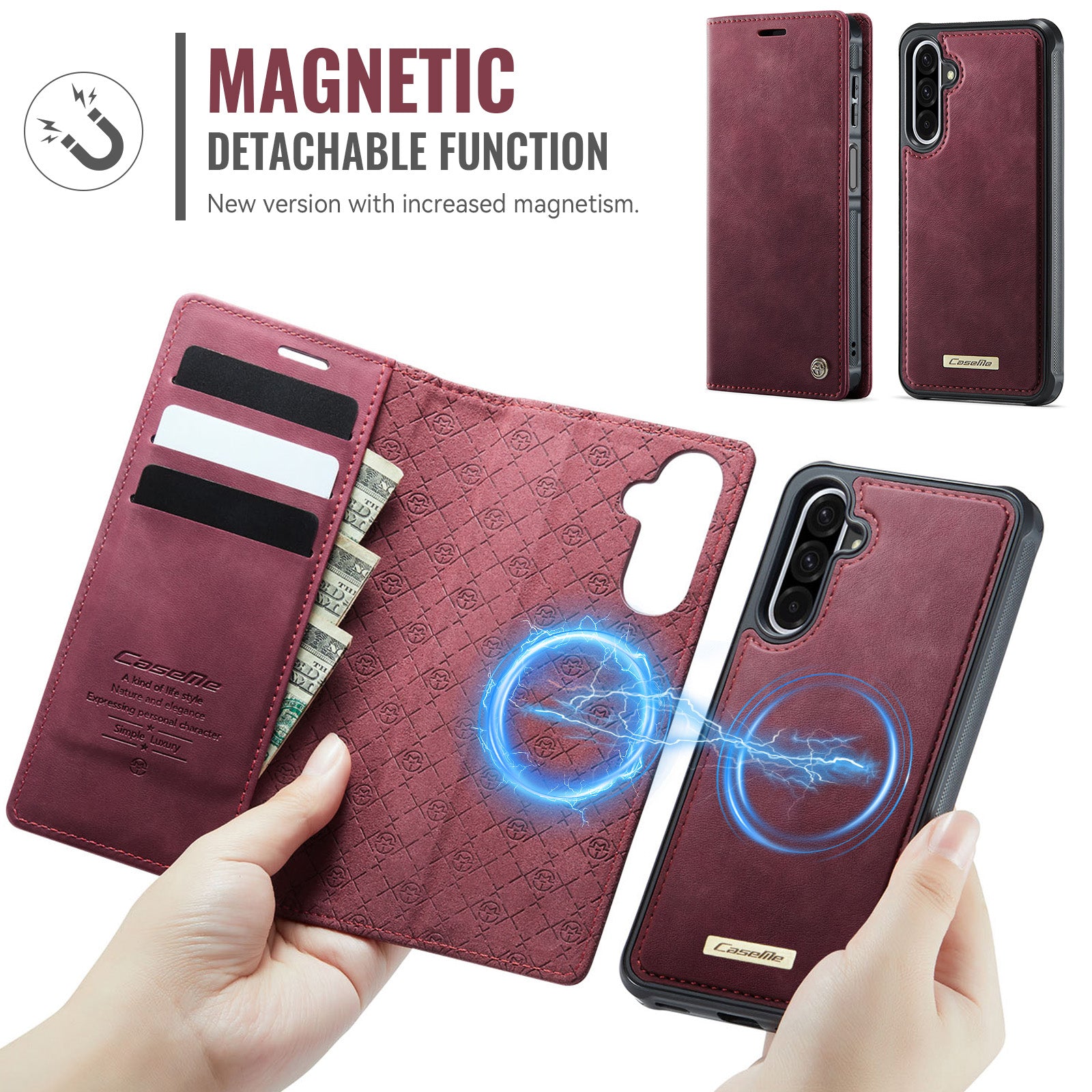 For Samsung Galaxy A17 5G / Galaxy A17 4G Magnetic Case CASEME C49 RFID Blocking Detachable Wallet Leather Phone Cover