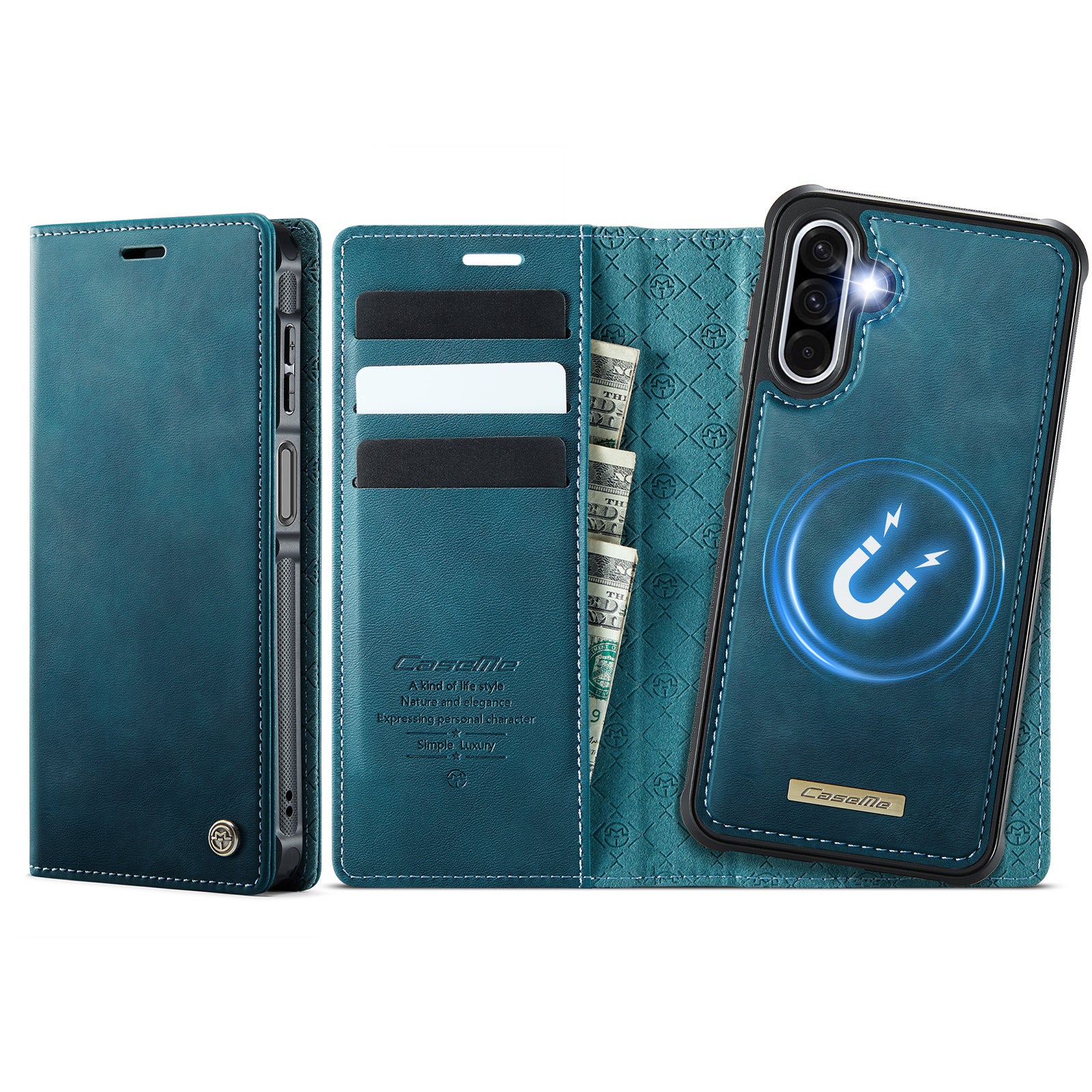 For Samsung Galaxy A17 5G / Galaxy A17 4G Magnetic Case CASEME C49 RFID Blocking Detachable Wallet Leather Phone Cover