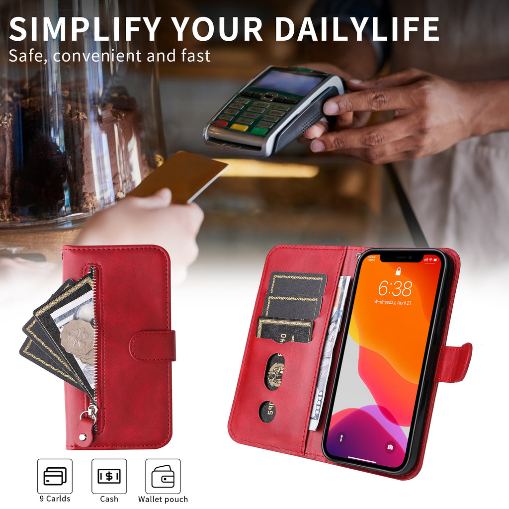 For vivo X300 Pro 5G PU Leather Cases with Zipper Pocket Wallet Phone Cover Stand