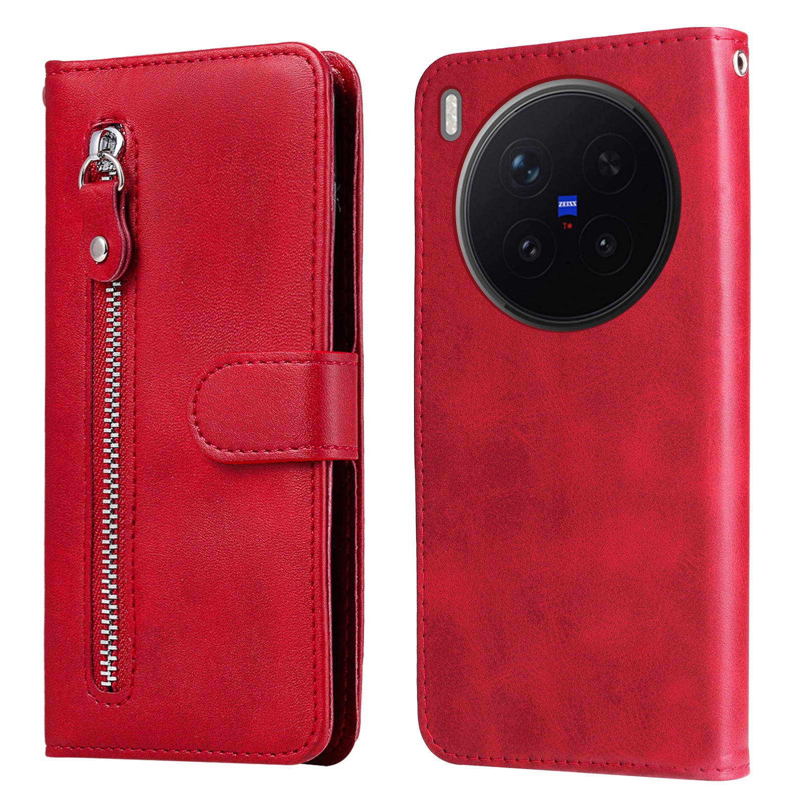 For vivo X300 Pro 5G PU Leather Cases with Zipper Pocket Wallet Phone Cover Stand