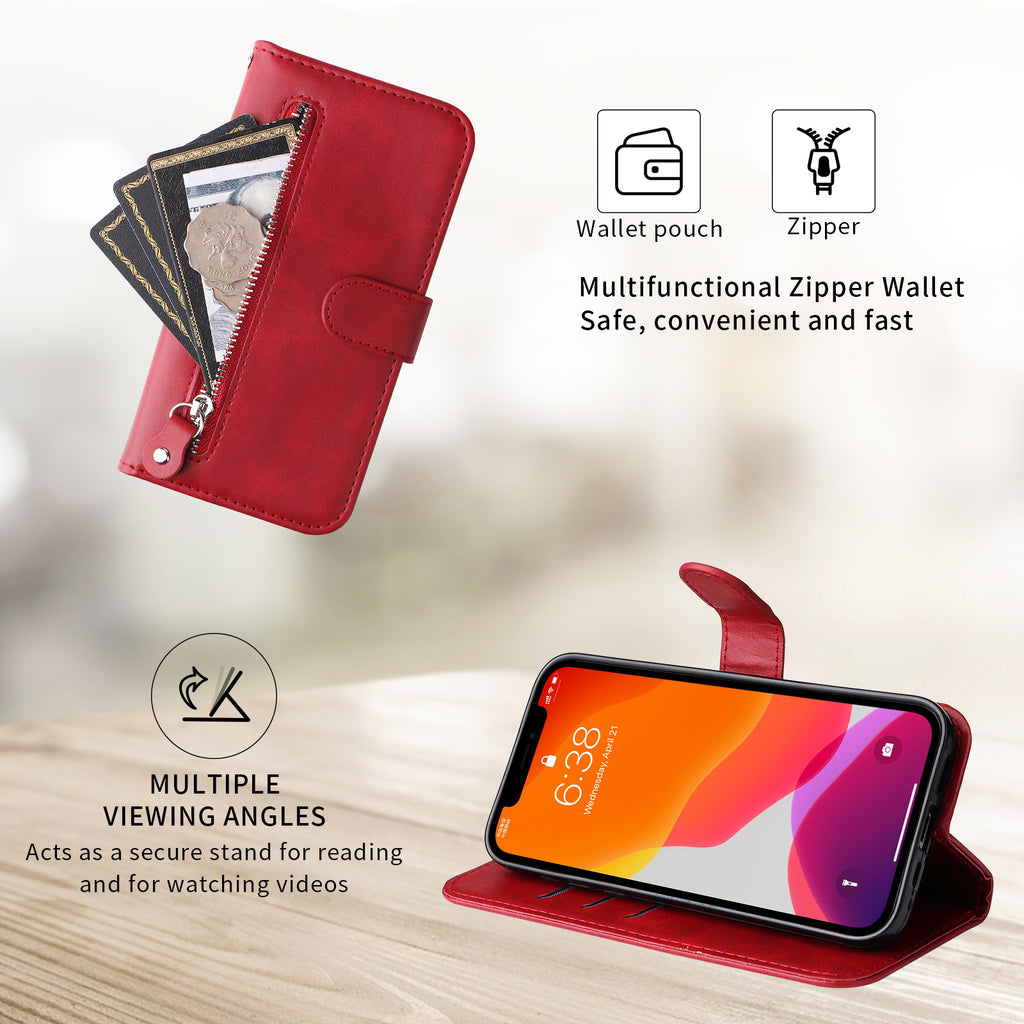 For vivo X300 Pro 5G PU Leather Cases with Zipper Pocket Wallet Phone Cover Stand