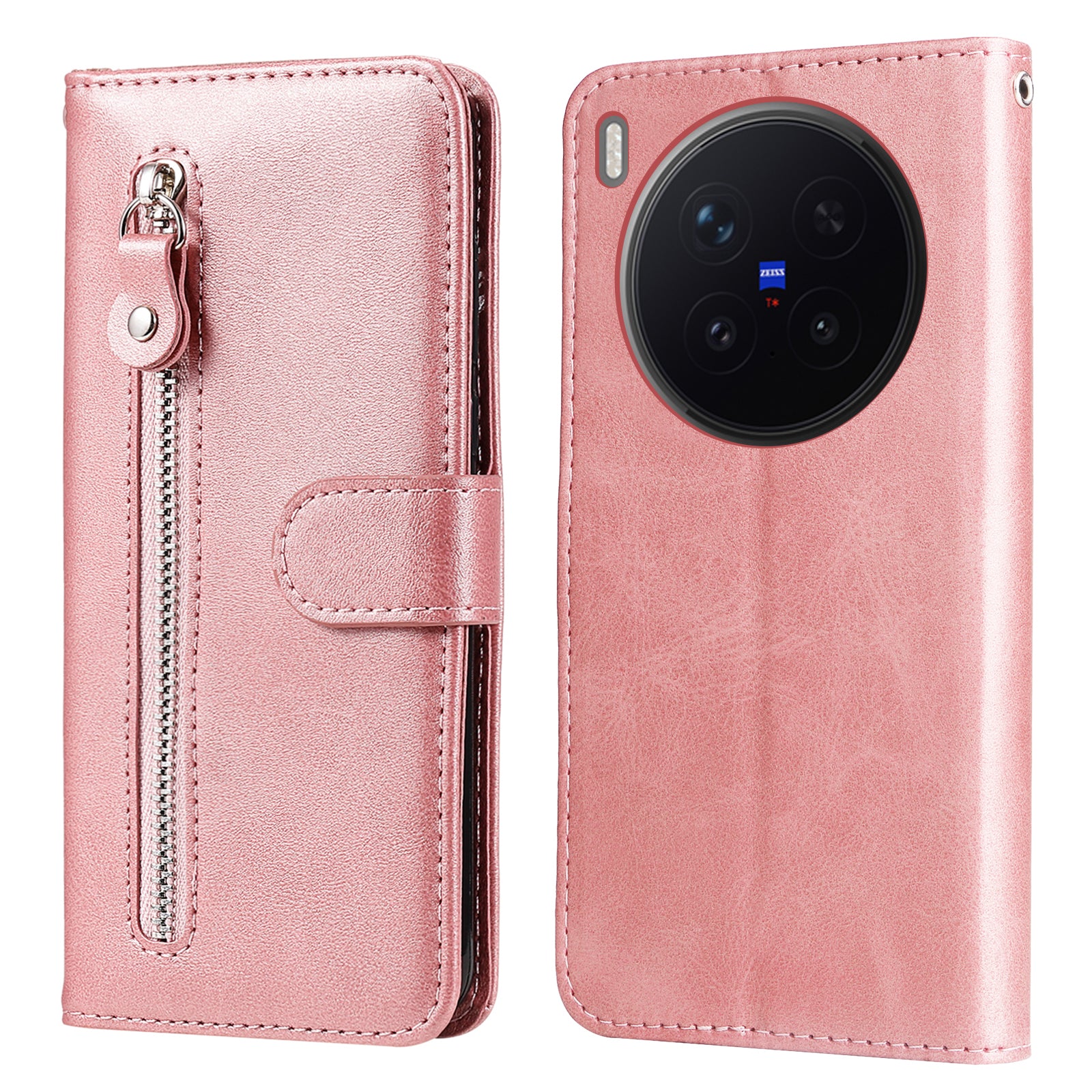For vivo X300 Pro 5G PU Leather Cases with Zipper Pocket Wallet Phone Cover Stand