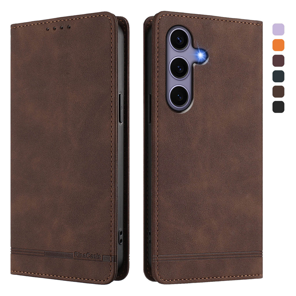 For Samsung Galaxy S24 / Galaxy S25 Case RINACASIS RC23 RFID Blocking Wallet Stand PU Leather Phone Cover