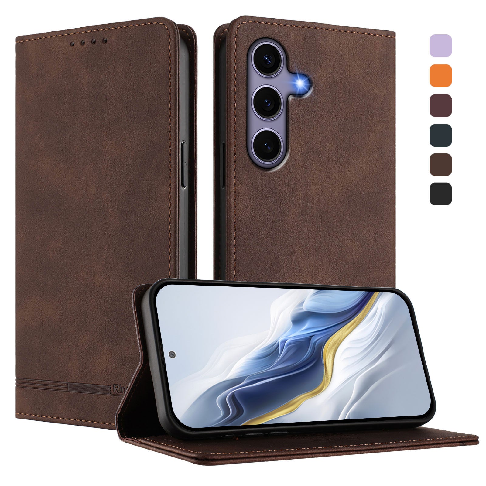 For Samsung Galaxy S24 / Galaxy S25 Case RINACASIS RC23 RFID Blocking Wallet Stand PU Leather Phone Cover