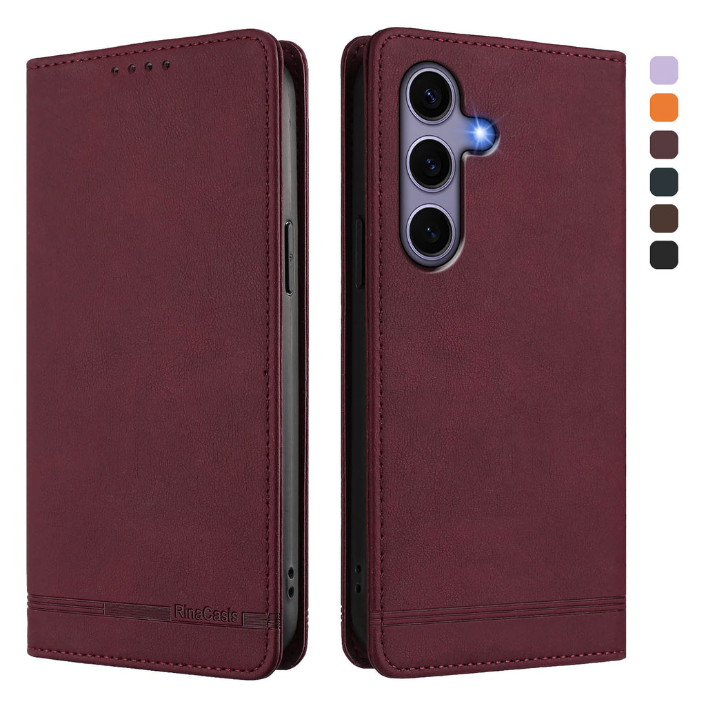 For Samsung Galaxy S24 / Galaxy S25 Case RINACASIS RC23 RFID Blocking Wallet Stand PU Leather Phone Cover
