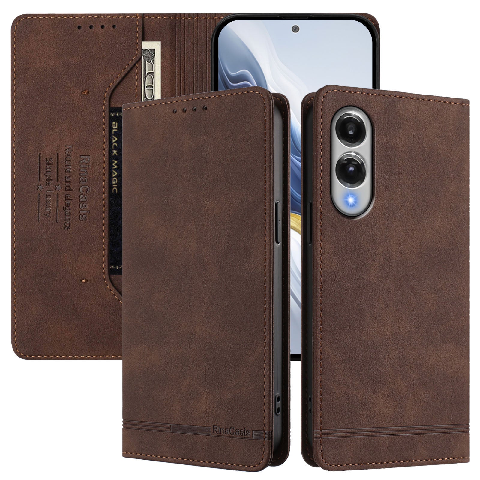 For Samsung Galaxy S25 Edge Case RINACASIS RC23 RFID Blocking Wallet Stand PU Leather Phone Cover
