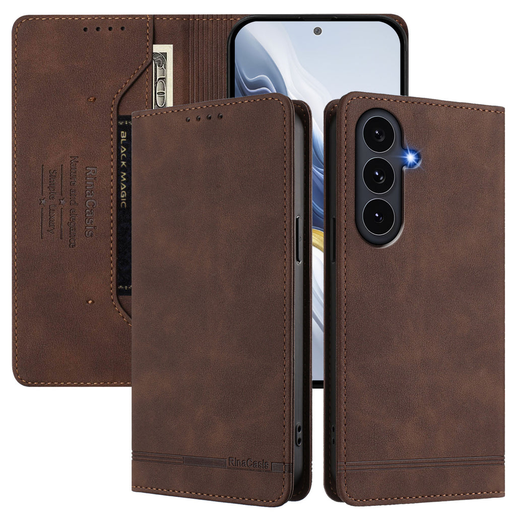 For Samsung Galaxy S25 FE Case RINACASIS RC23 RFID Blocking Wallet Stand PU Leather Phone Cover