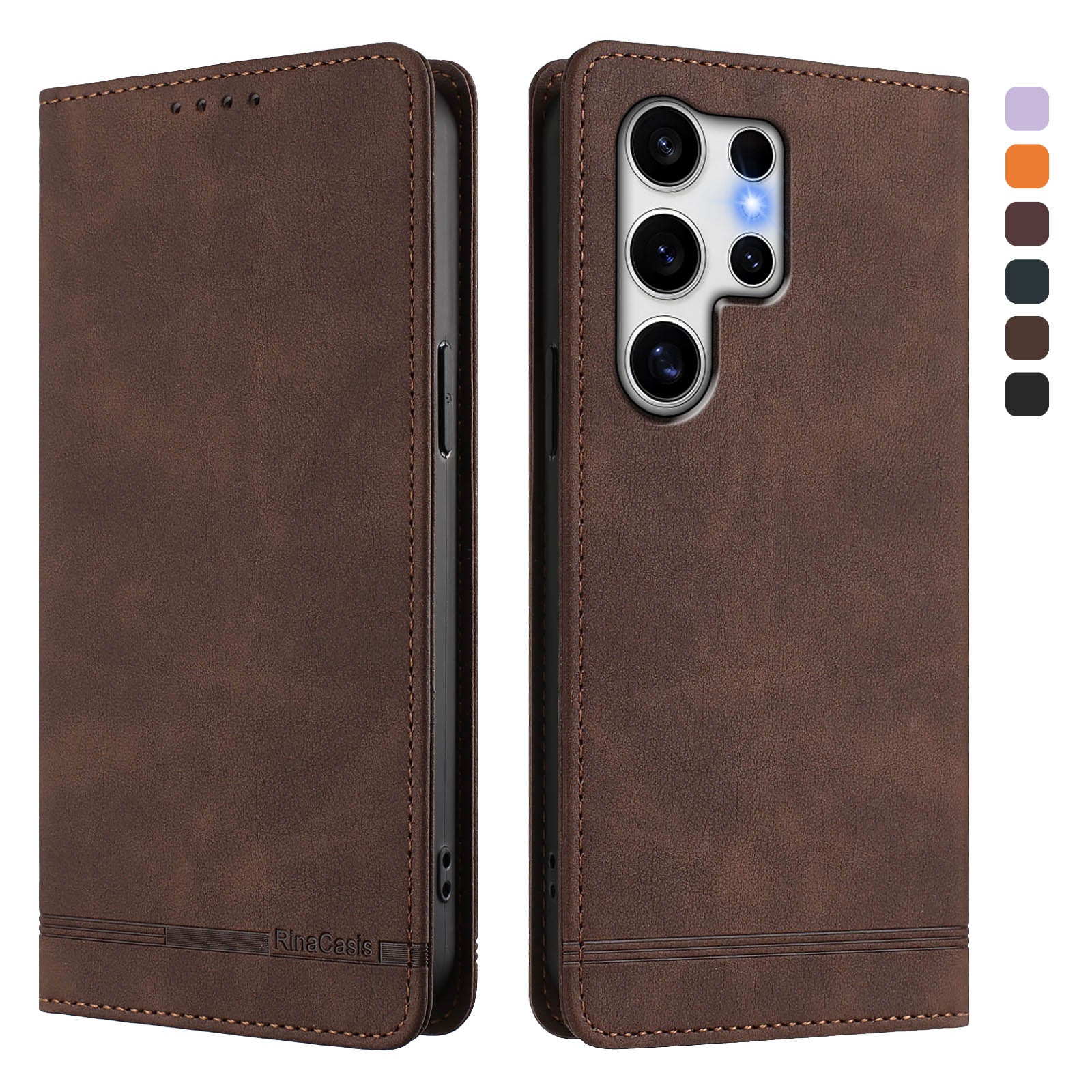 For Samsung Galaxy S25 Ultra Case RINACASIS RC23 RFID Blocking Wallet Stand PU Leather Phone Cover
