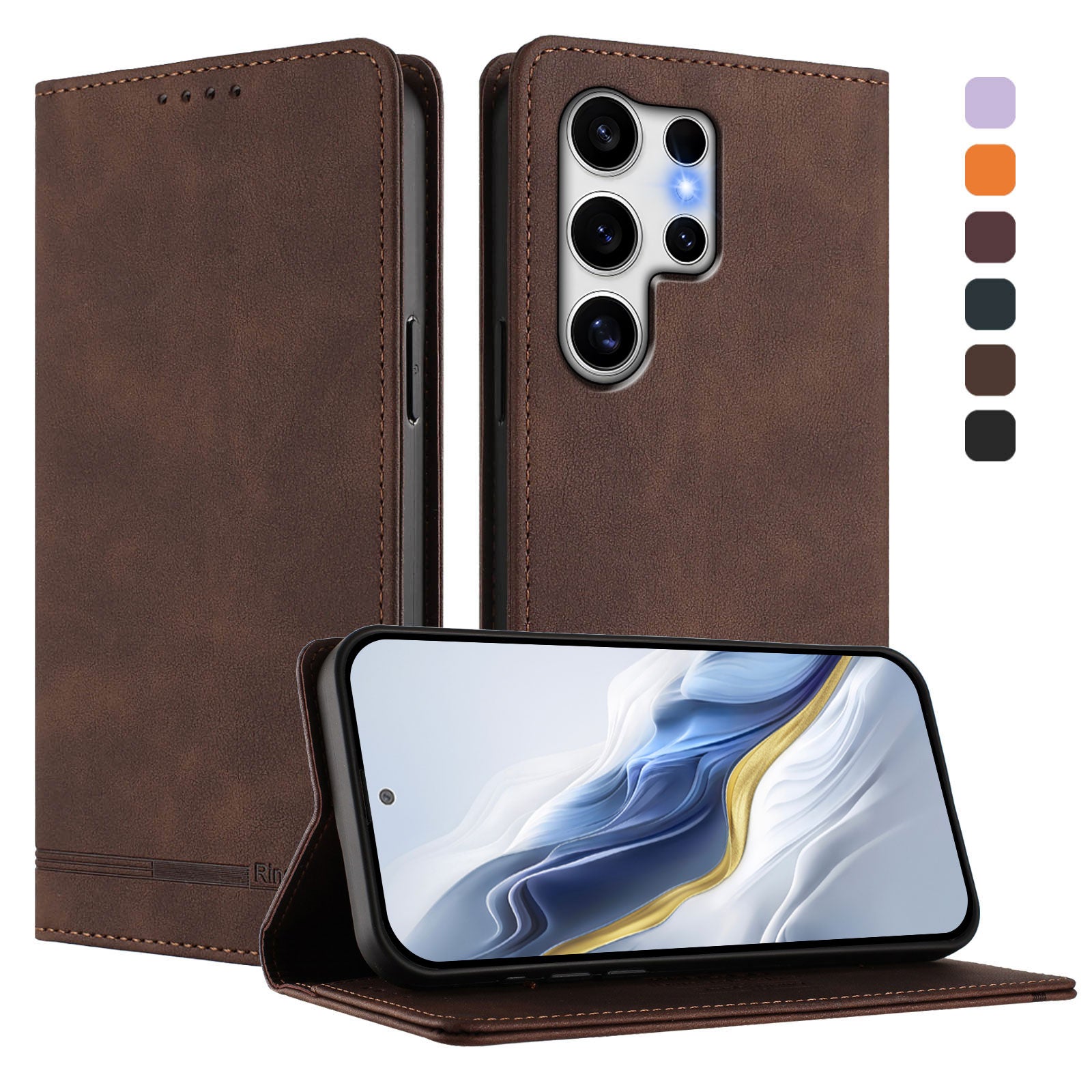 For Samsung Galaxy S25 Ultra Case RINACASIS RC23 RFID Blocking Wallet Stand PU Leather Phone Cover