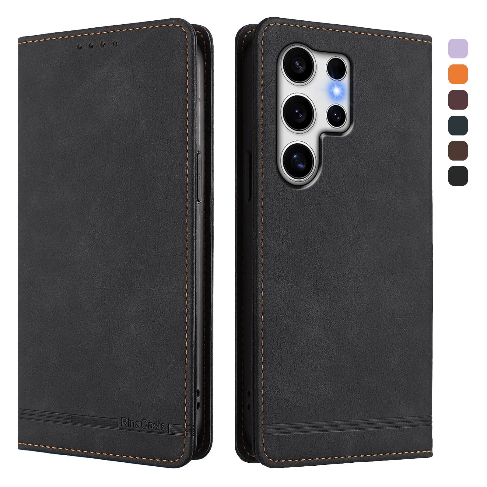 For Samsung Galaxy S25 Ultra Case RINACASIS RC23 RFID Blocking Wallet Stand PU Leather Phone Cover
