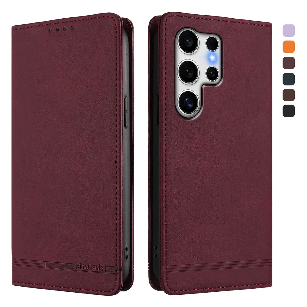 For Samsung Galaxy S25 Ultra Case RINACASIS RC23 RFID Blocking Wallet Stand PU Leather Phone Cover