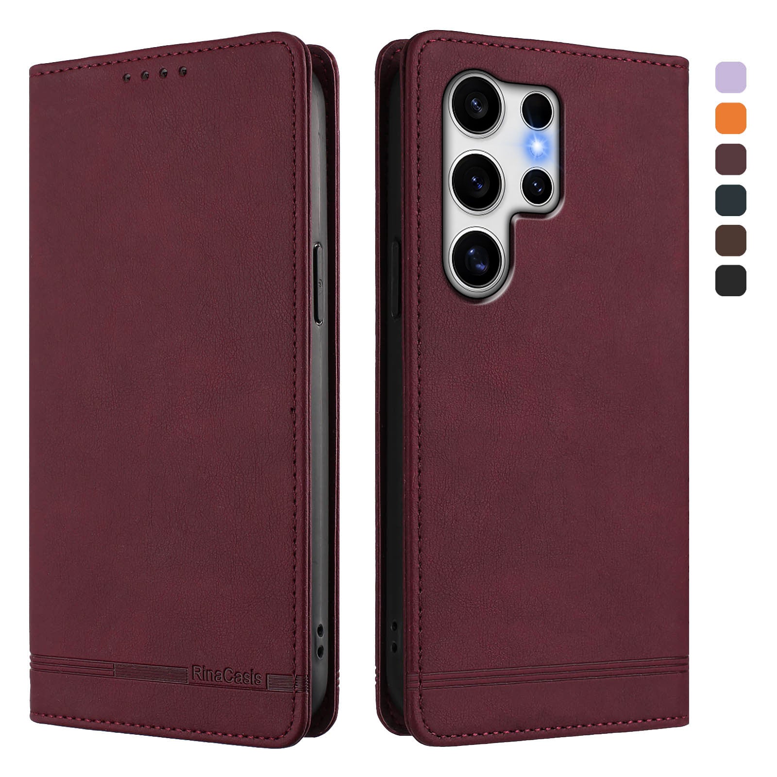For Samsung Galaxy S25 Ultra Case RINACASIS RC23 RFID Blocking Wallet Stand PU Leather Phone Cover
