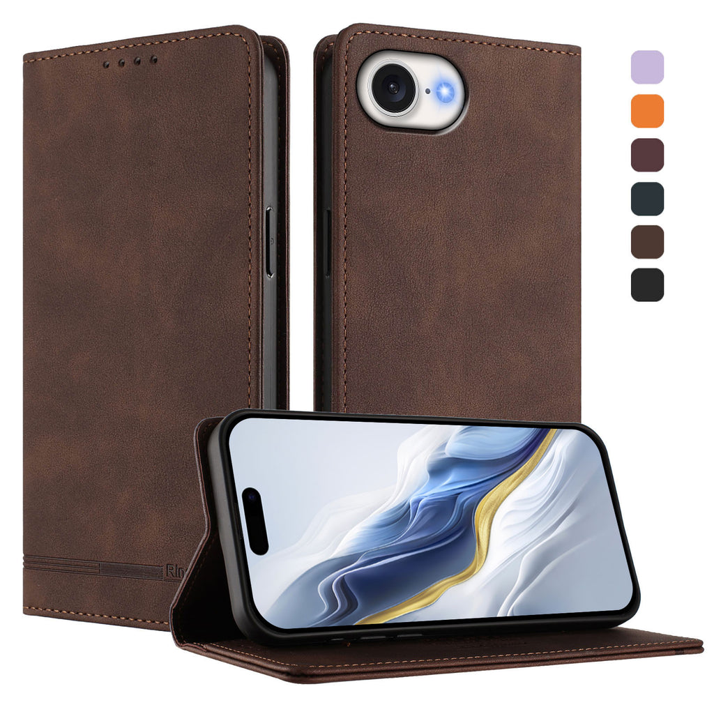 For iPhone 16e Case RINACASIS RC23 RFID Blocking Wallet Stand PU Leather Phone Cover
