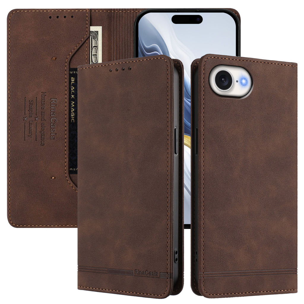 For iPhone 16e Case RINACASIS RC23 RFID Blocking Wallet Stand PU Leather Phone Cover