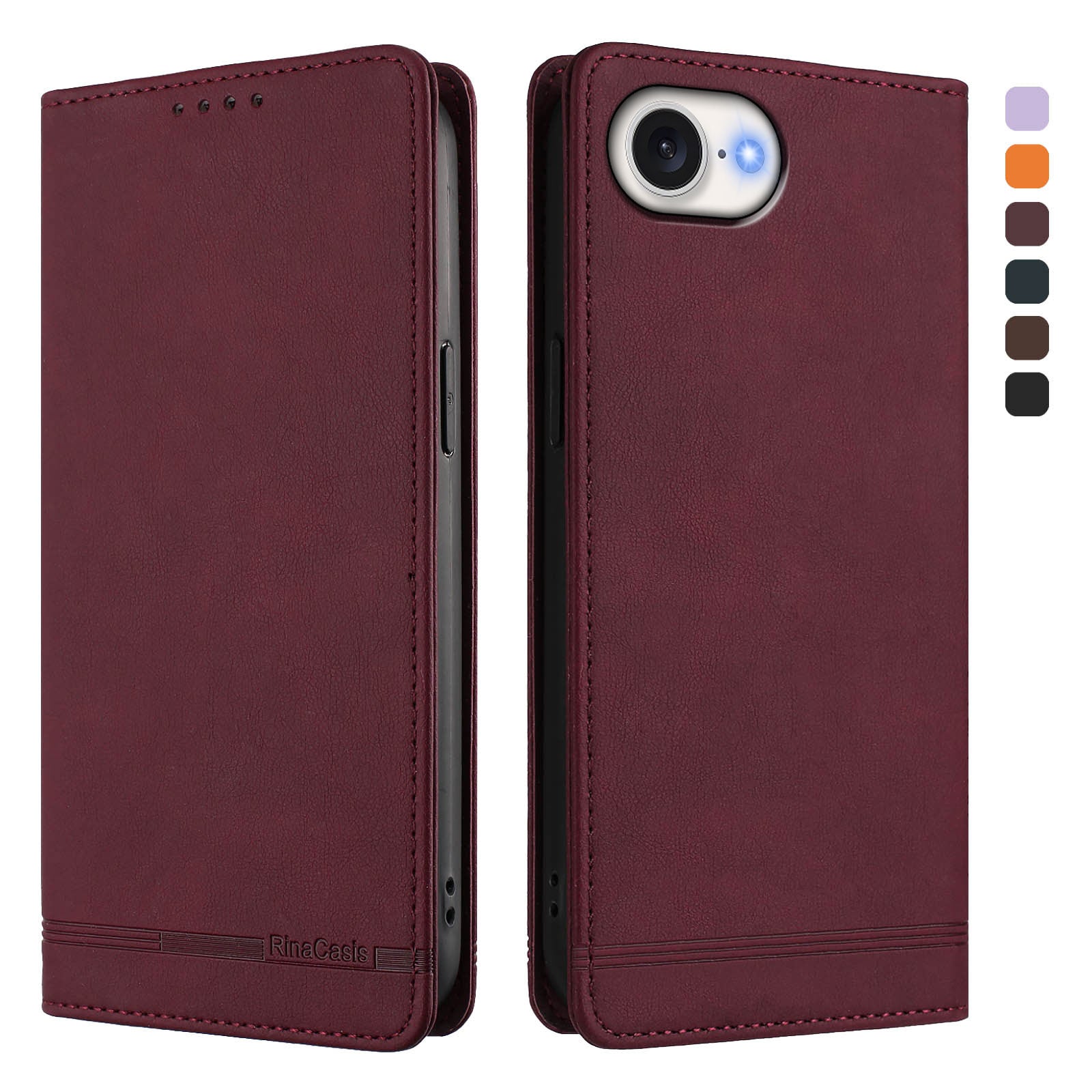 For iPhone 16e Case RINACASIS RC23 RFID Blocking Wallet Stand PU Leather Phone Cover
