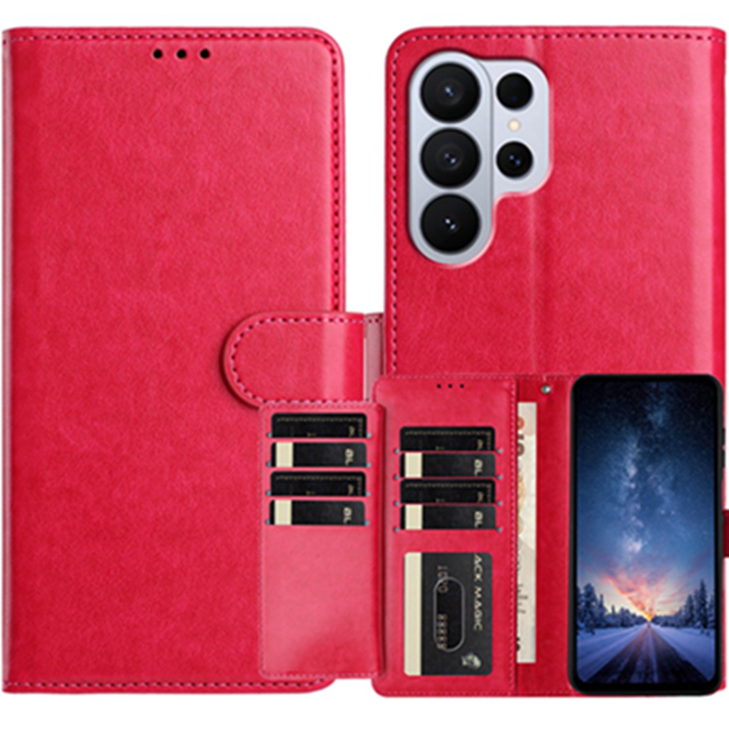 For Samsung Galaxy S26 Ultra Wallet Phone Case Stand PU Leather Folio Flip Cover with 8 Card Slot