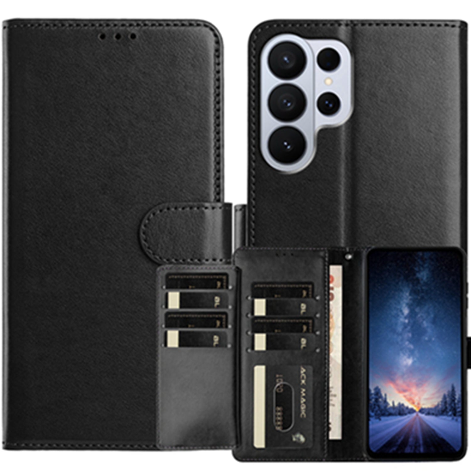 For Samsung Galaxy S26 Ultra Wallet Phone Case Stand PU Leather Folio Flip Cover with 8 Card Slot