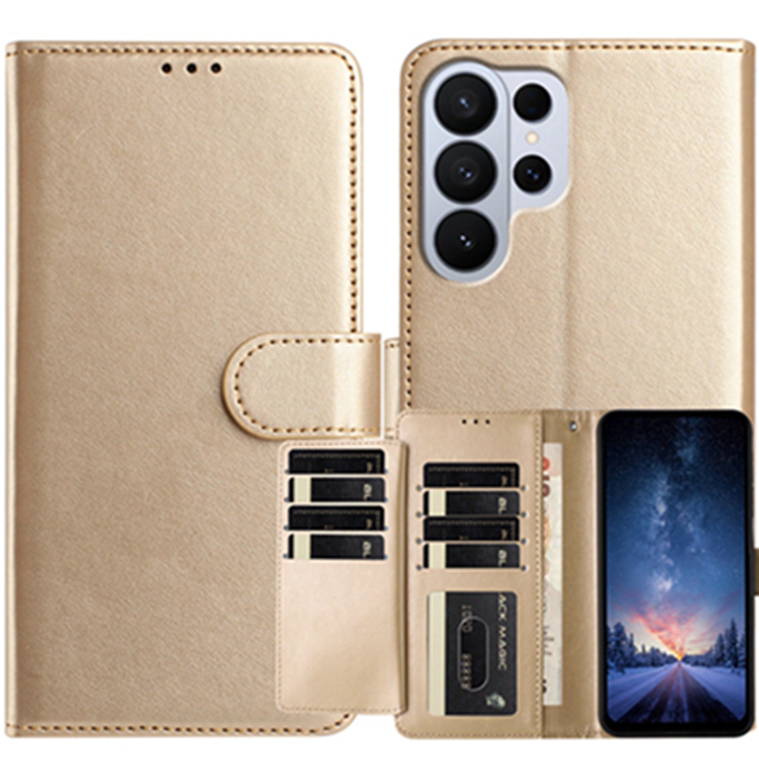 For Samsung Galaxy S26 Ultra Wallet Phone Case Stand PU Leather Folio Flip Cover with 8 Card Slot
