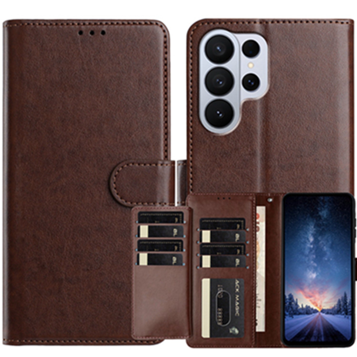 For Samsung Galaxy S26 Ultra Wallet Phone Case Stand PU Leather Folio Flip Cover with 8 Card Slot