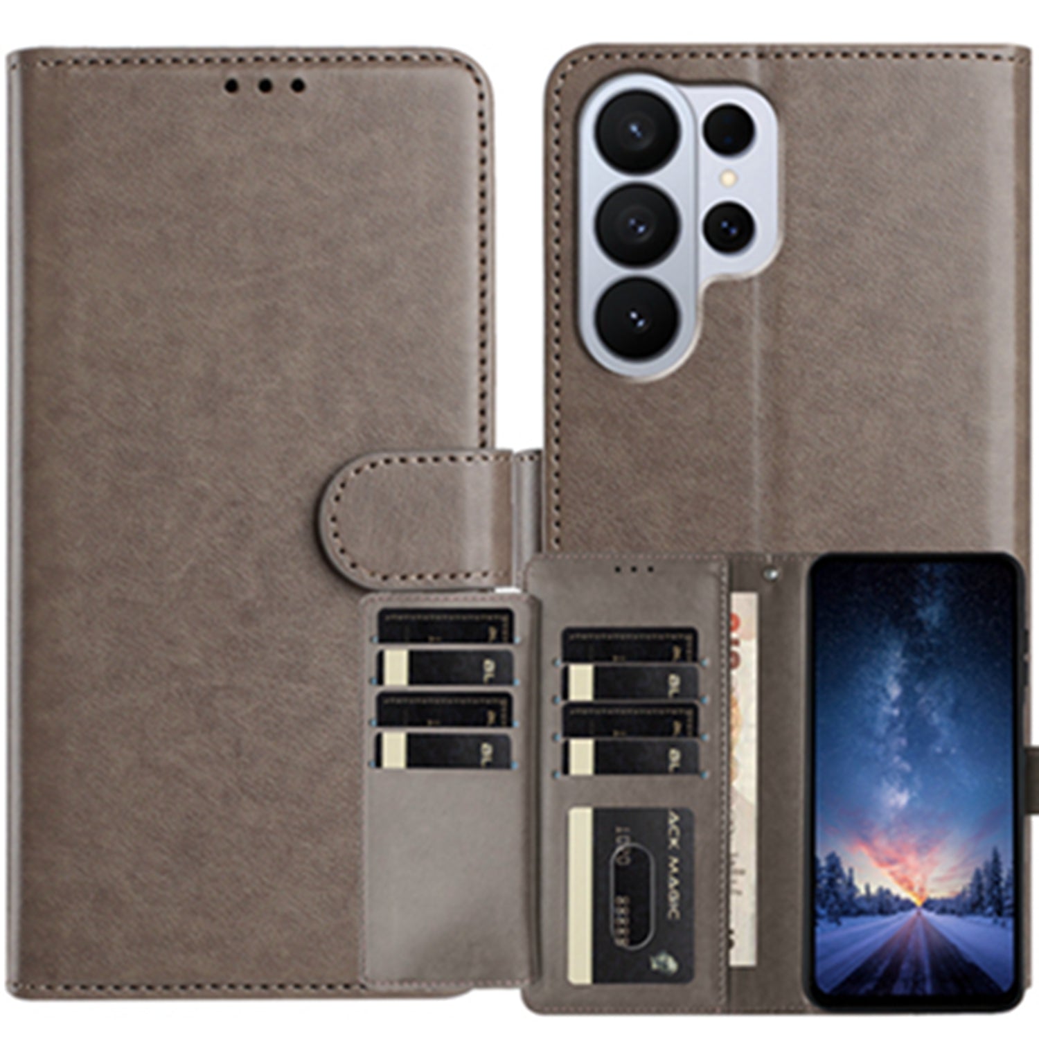 For Samsung Galaxy S26 Ultra Wallet Phone Case Stand PU Leather Folio Flip Cover with 8 Card Slot