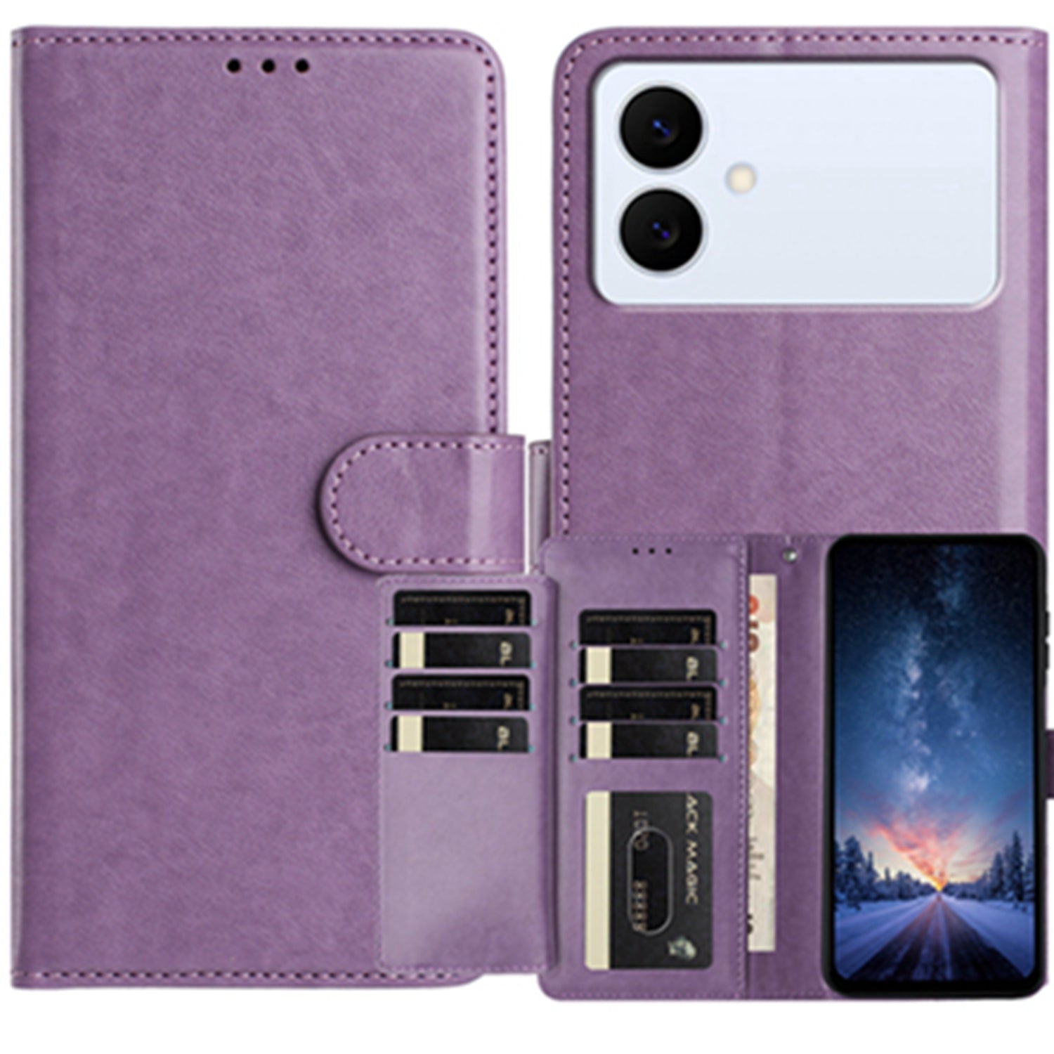 For Samsung Galaxy S26 Edge Wallet Phone Case Stand PU Leather Folio Flip Cover with 8 Card Slot
