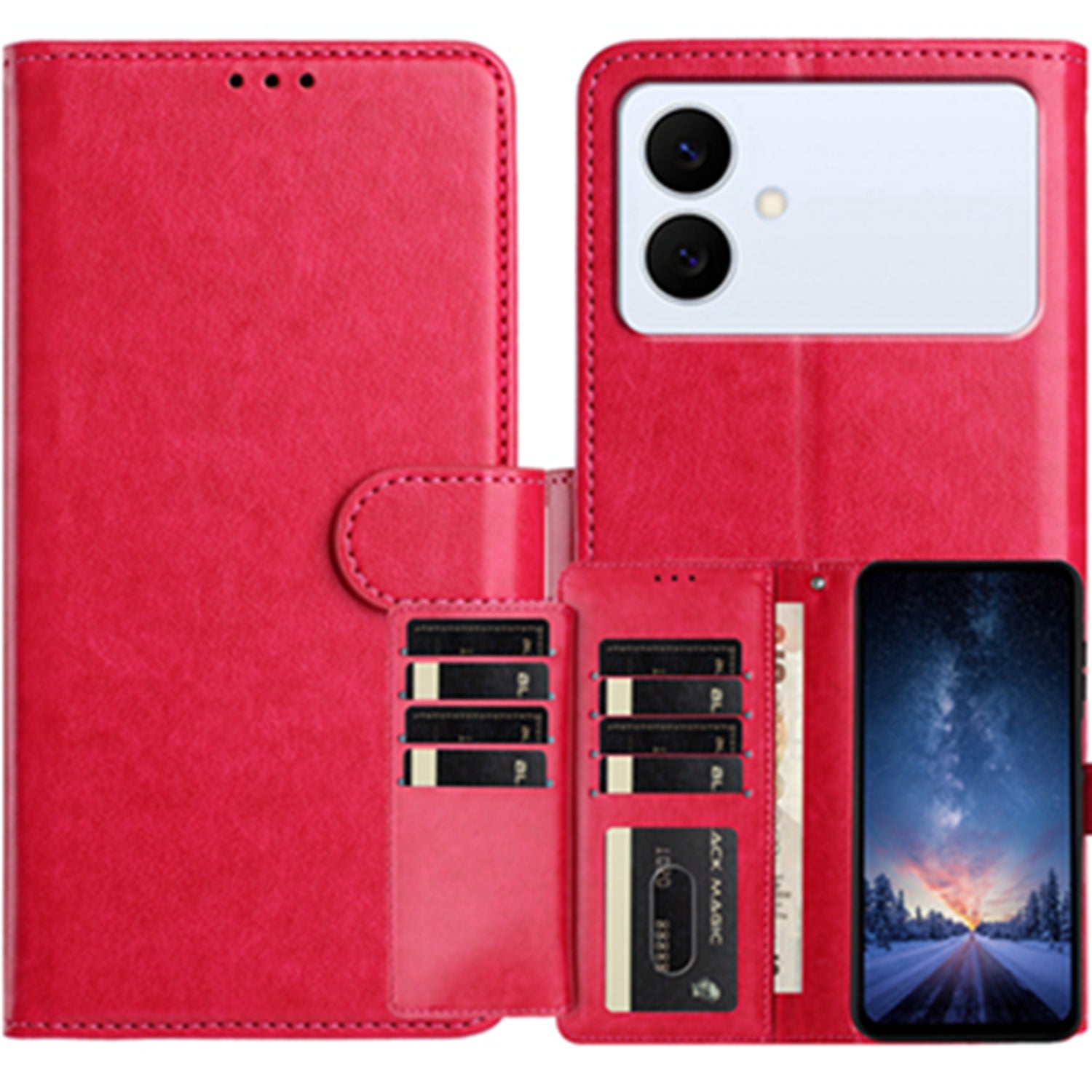 For Samsung Galaxy S26 Edge Wallet Phone Case Stand PU Leather Folio Flip Cover with 8 Card Slot