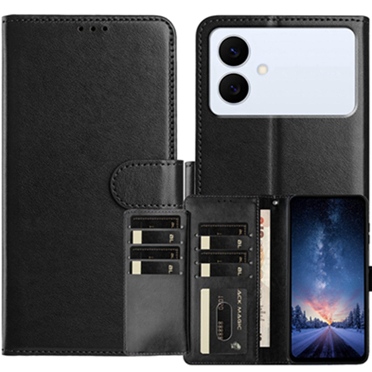 For Samsung Galaxy S26 Edge Wallet Phone Case Stand PU Leather Folio Flip Cover with 8 Card Slot