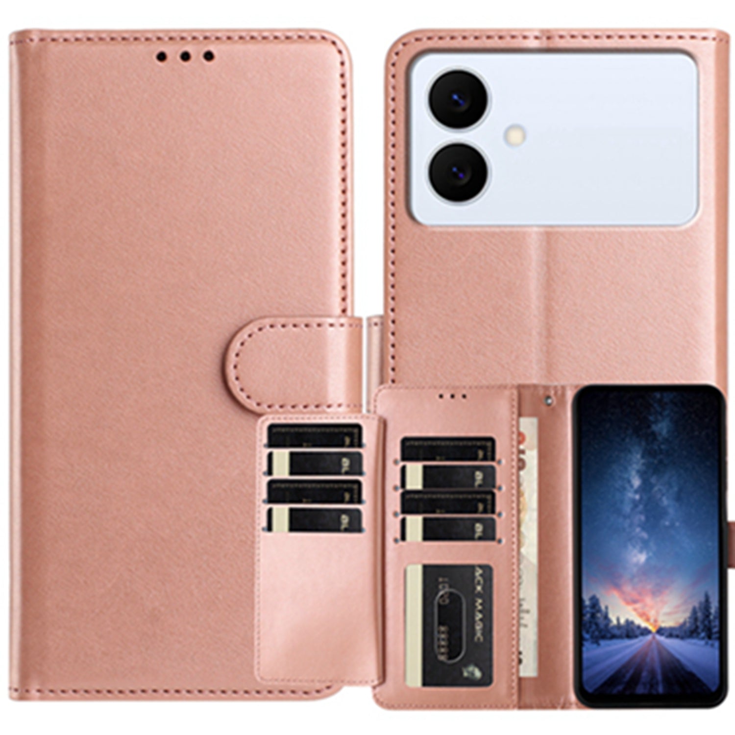 For Samsung Galaxy S26 Edge Wallet Phone Case Stand PU Leather Folio Flip Cover with 8 Card Slot