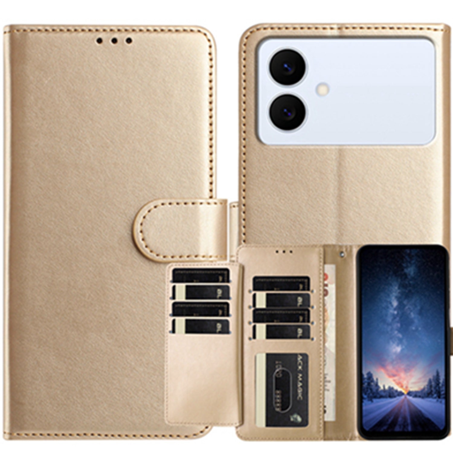 For Samsung Galaxy S26 Edge Wallet Phone Case Stand PU Leather Folio Flip Cover with 8 Card Slot