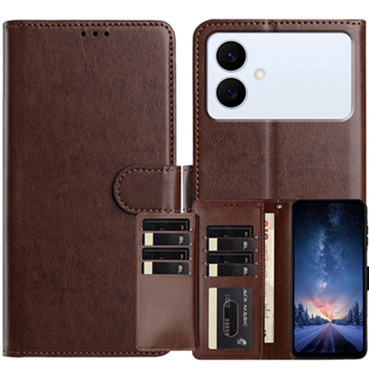 For Samsung Galaxy S26 Edge Wallet Phone Case Stand PU Leather Folio Flip Cover with 8 Card Slot