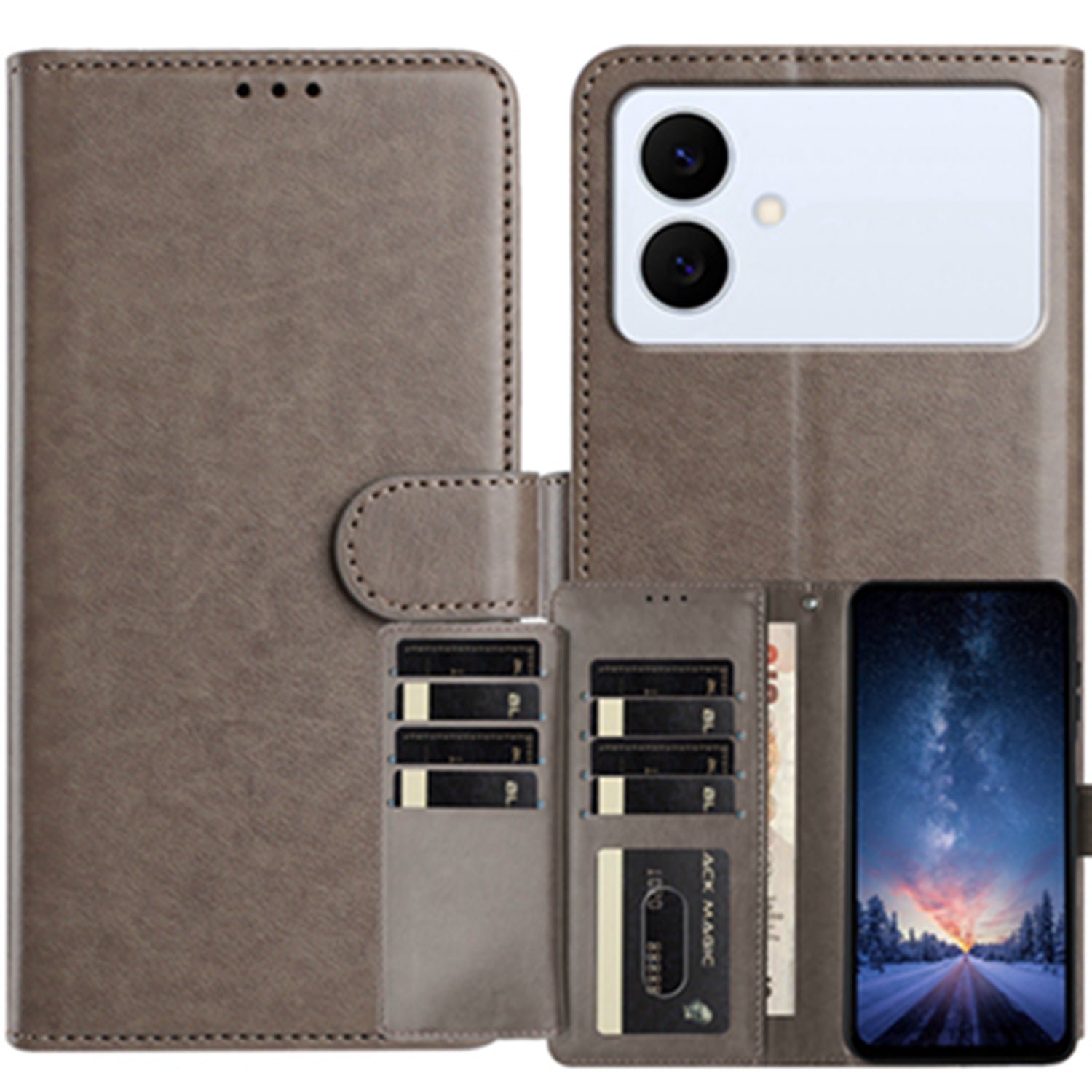 For Samsung Galaxy S26 Edge Wallet Phone Case Stand PU Leather Folio Flip Cover with 8 Card Slot