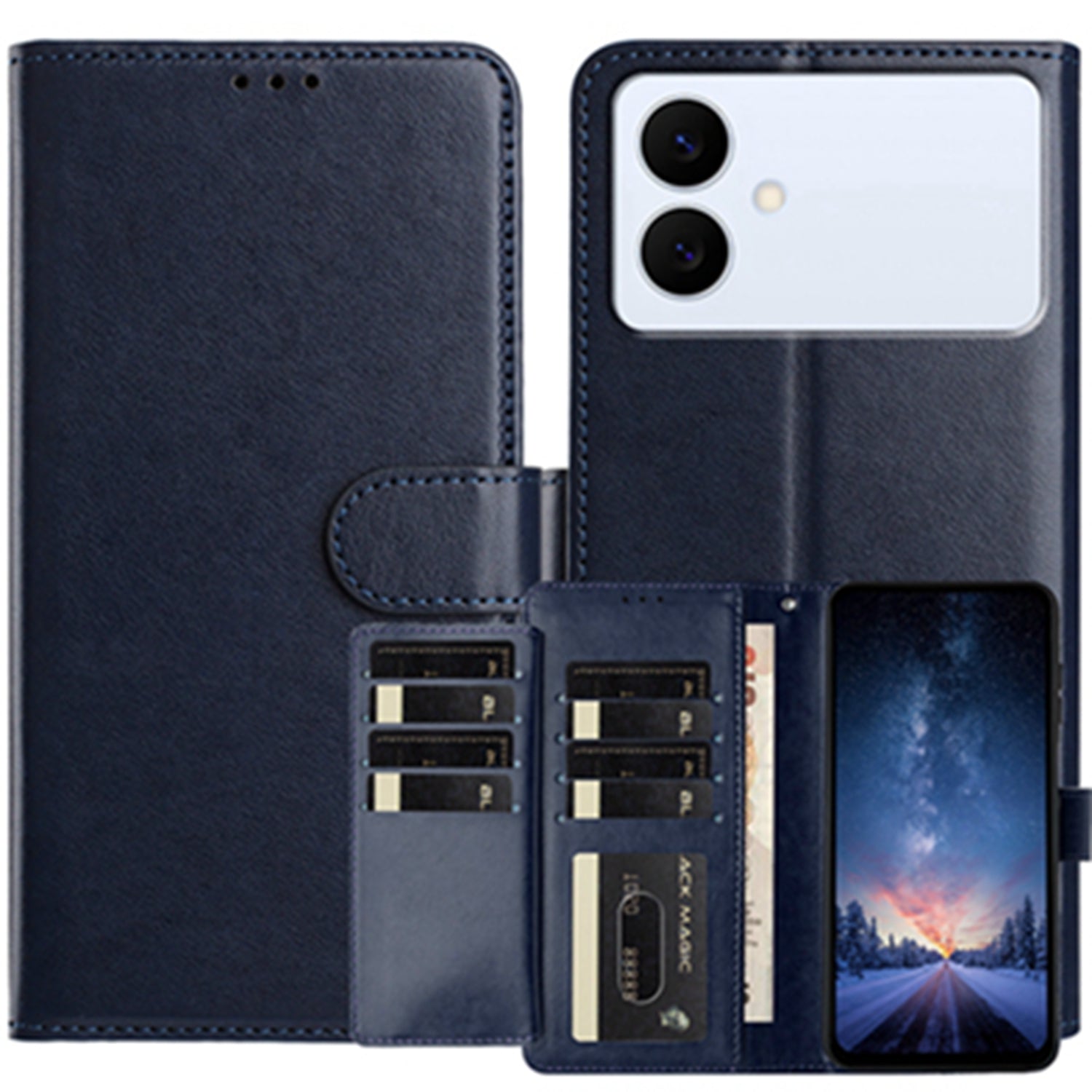 For Samsung Galaxy S26 Edge Wallet Phone Case Stand PU Leather Folio Flip Cover with 8 Card Slot