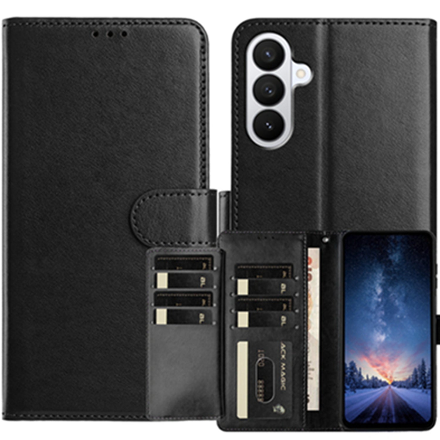 For Samsung Galaxy S26 Pro Wallet Phone Case Stand PU Leather Folio Flip Cover with 8 Card Slot