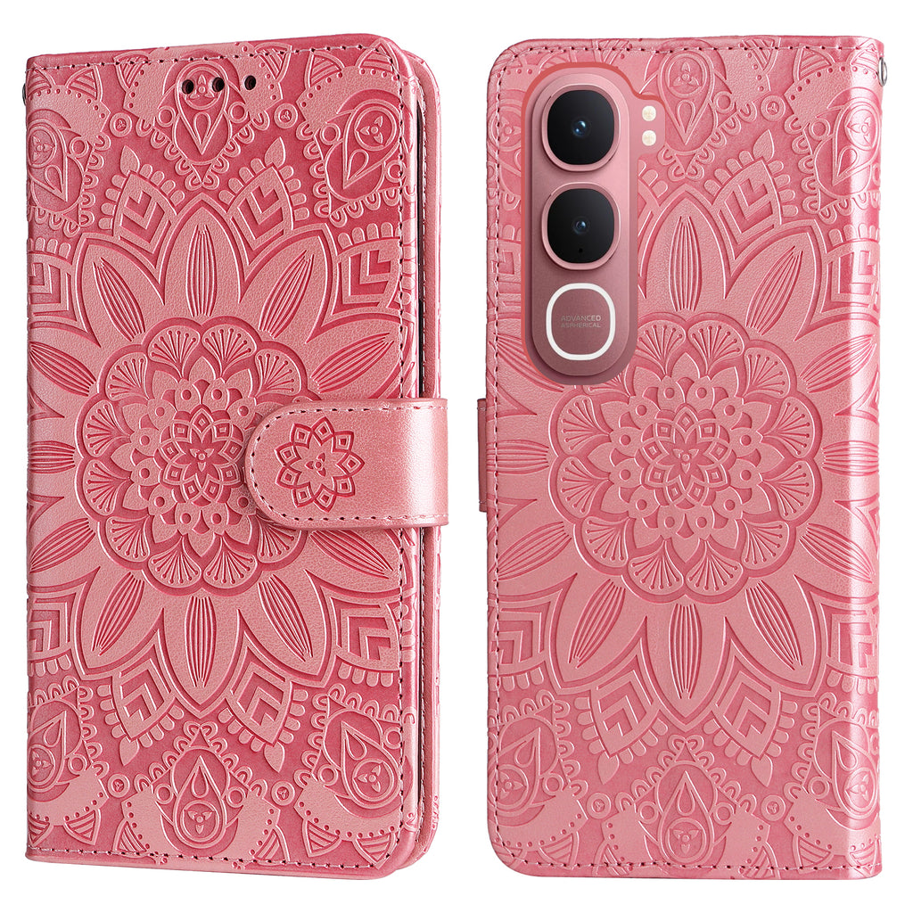For vivo Y21d / vivo Y31 5G Case Sunflower Imprint Leather Wallet Phone Cover