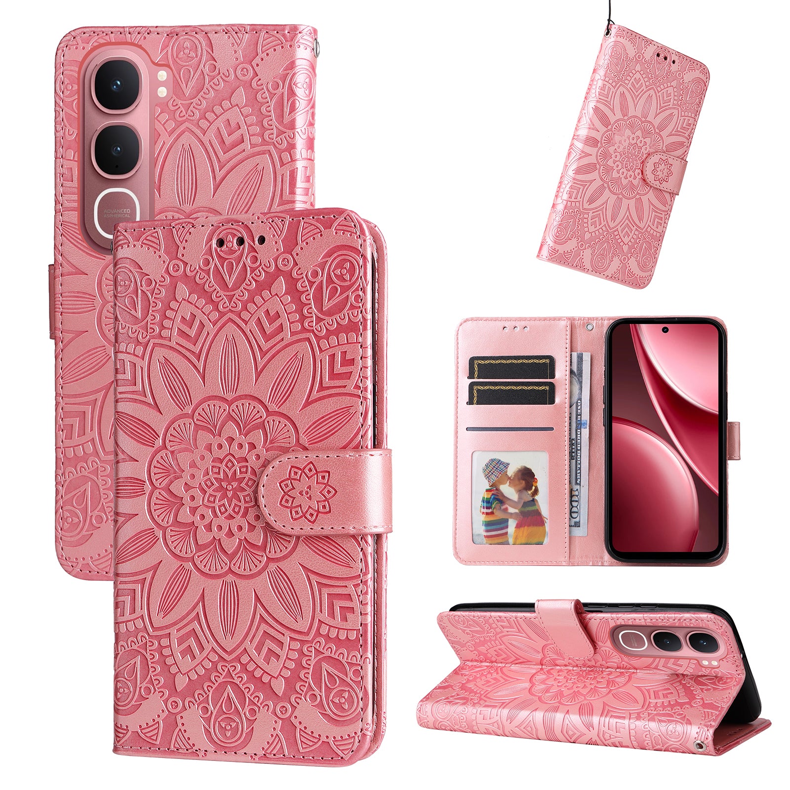 For vivo Y21d / vivo Y31 5G Case Sunflower Imprint Leather Wallet Phone Cover