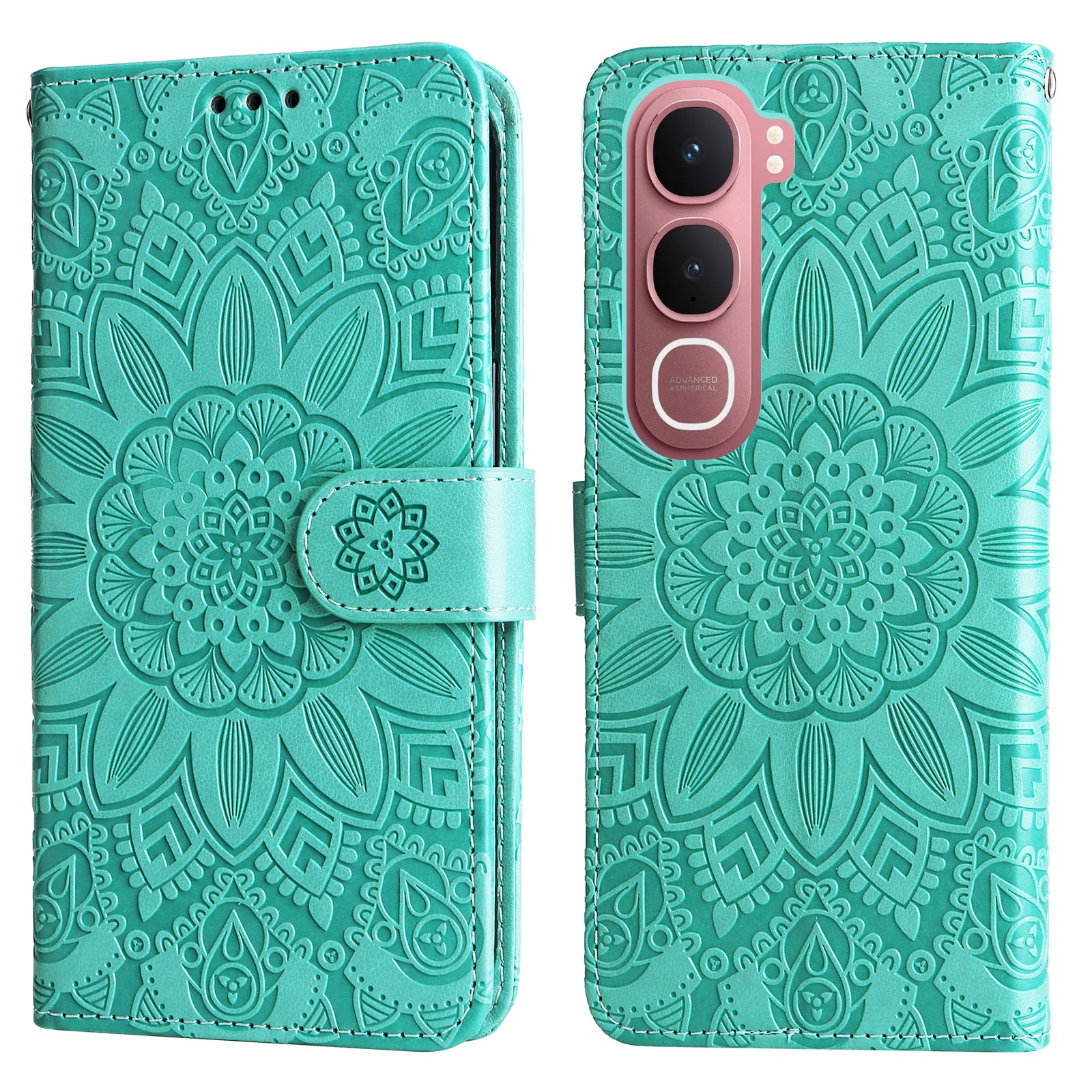 For vivo Y21d / vivo Y31 5G Case Sunflower Imprint Leather Wallet Phone Cover