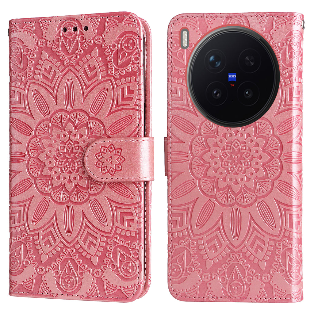 For vivo X300 Pro 5G Case Sunflower Imprint Leather Wallet Phone Cover
