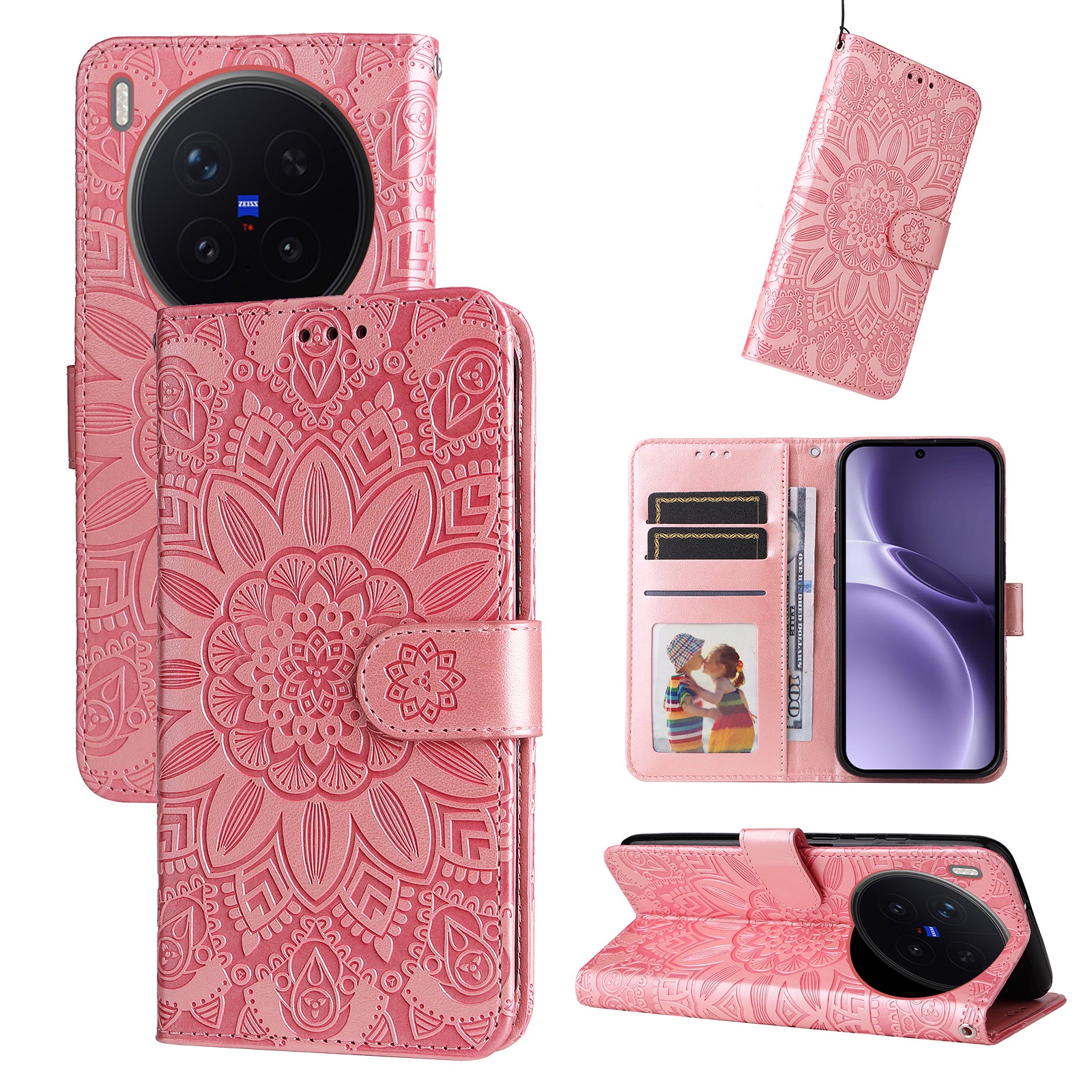 For vivo X300 Pro 5G Case Sunflower Imprint Leather Wallet Phone Cover