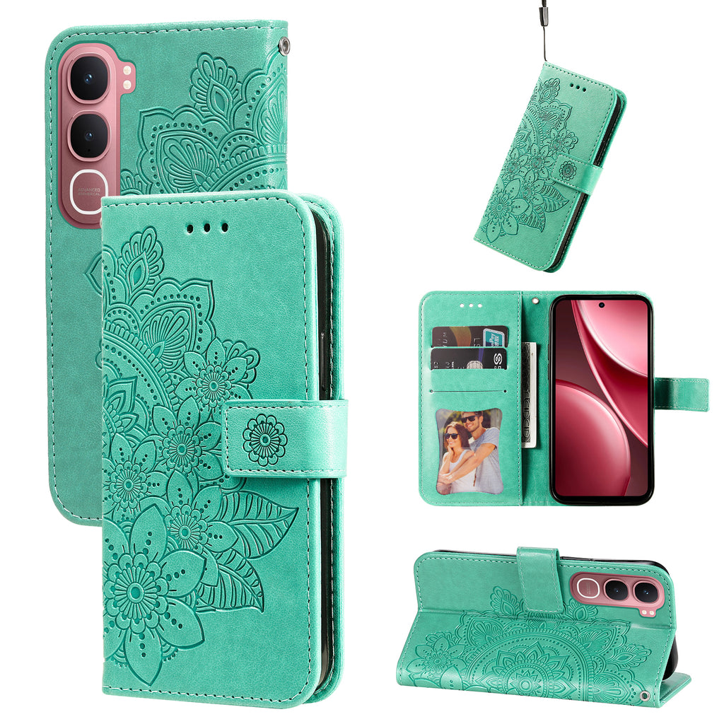 For vivo Y21d / vivo Y31 5G Case Floral Pattern PU Leather Wallet Stand Phone Cover
