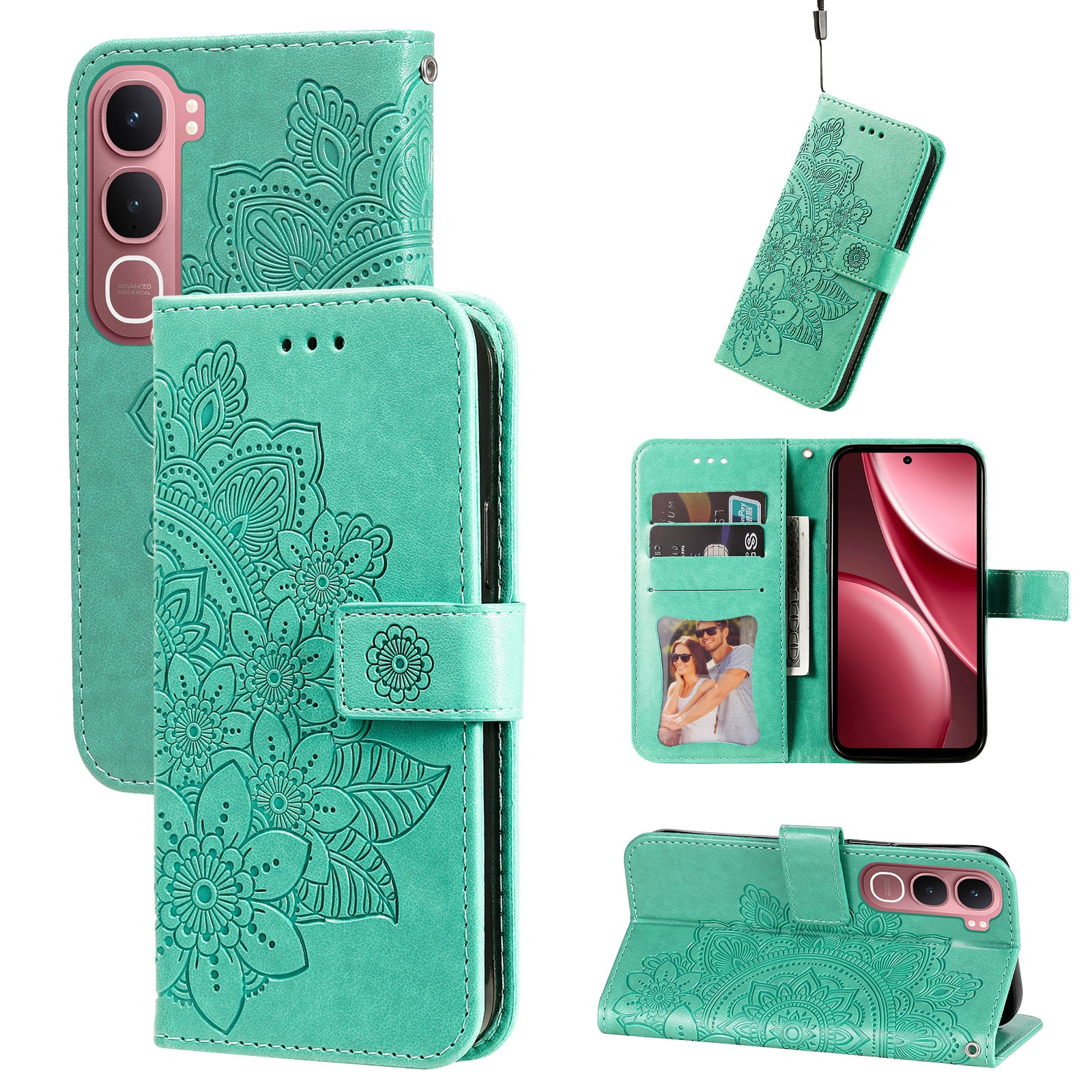 For vivo Y21d / vivo Y31 5G Case Floral Pattern PU Leather Wallet Stand Phone Cover