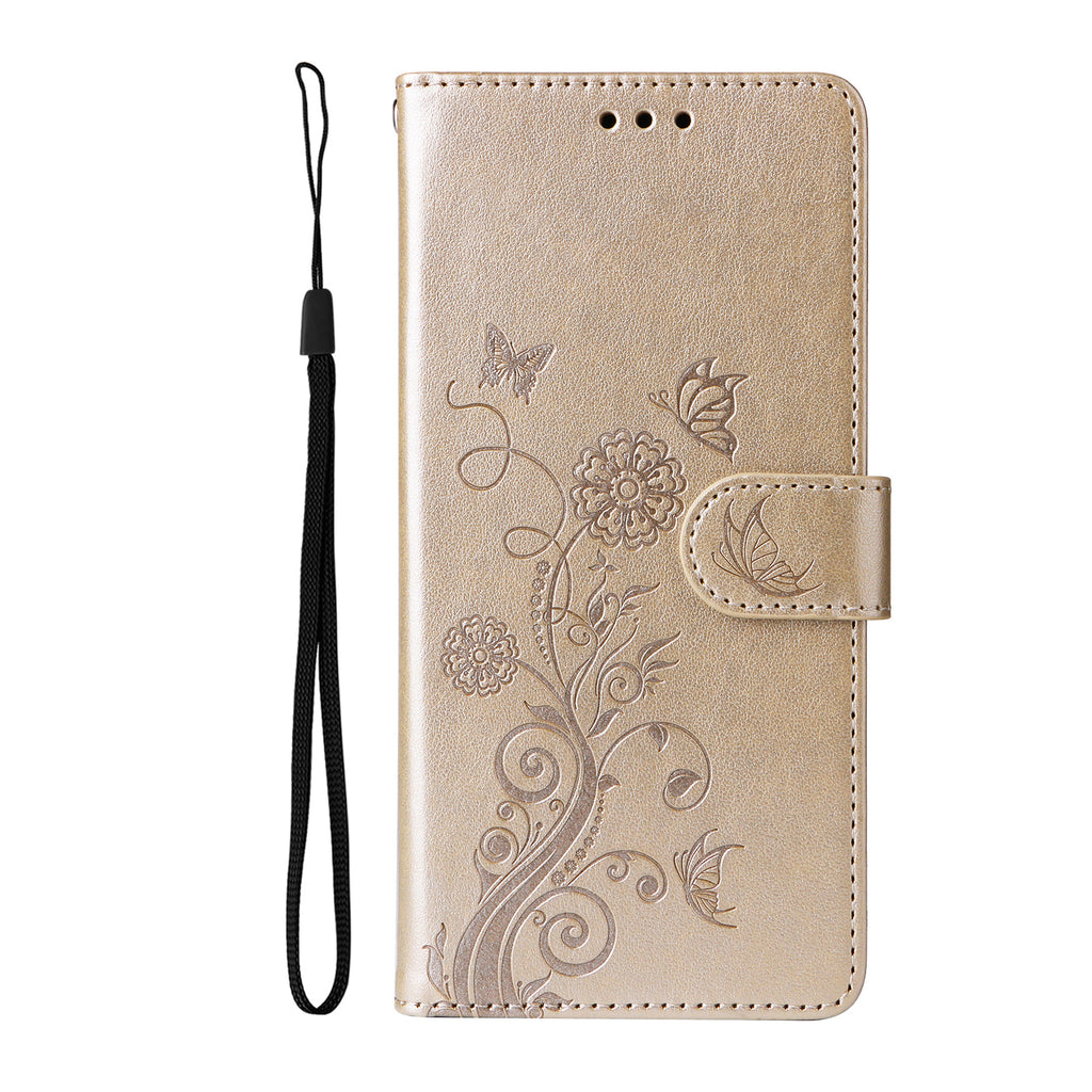 For vivo Y21d / vivo Y31 5G Leather Case Butterfly Floral Imprint Wallet Stand Cover