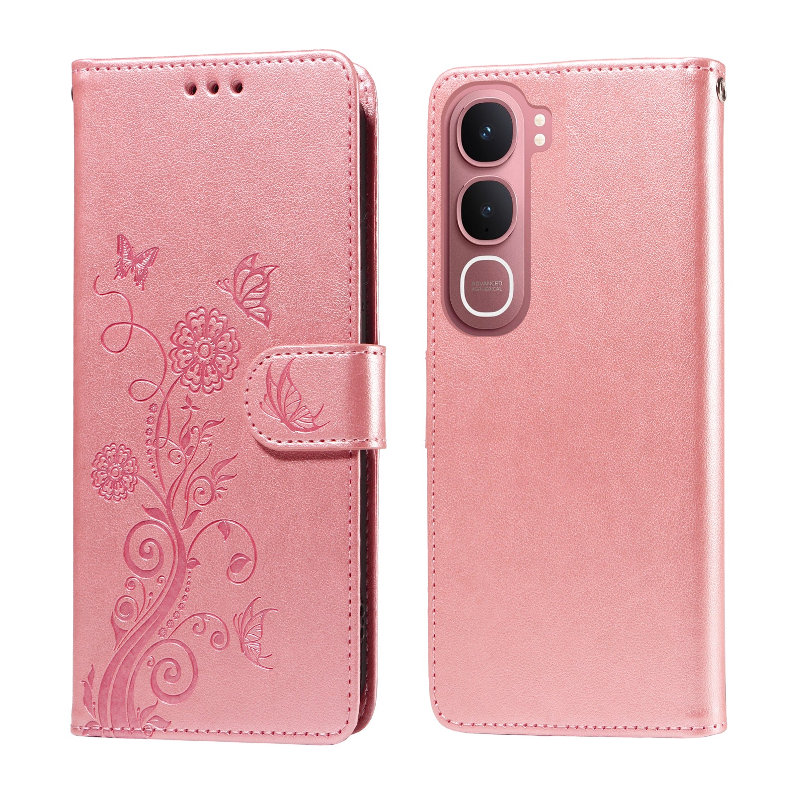 For vivo Y21d / vivo Y31 5G Leather Case Butterfly Floral Imprint Wallet Stand Cover