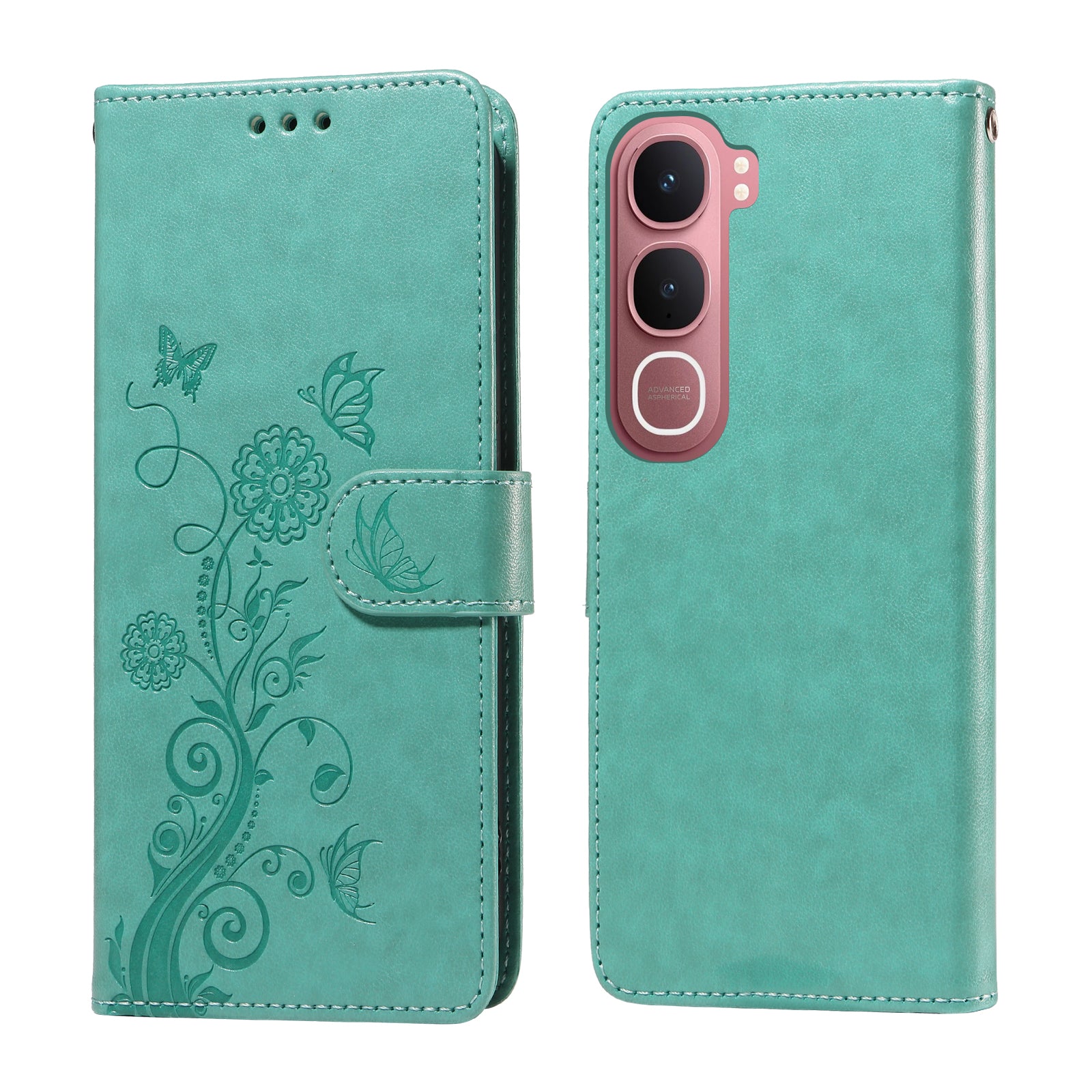 For vivo Y21d / vivo Y31 5G Leather Case Butterfly Floral Imprint Wallet Stand Cover