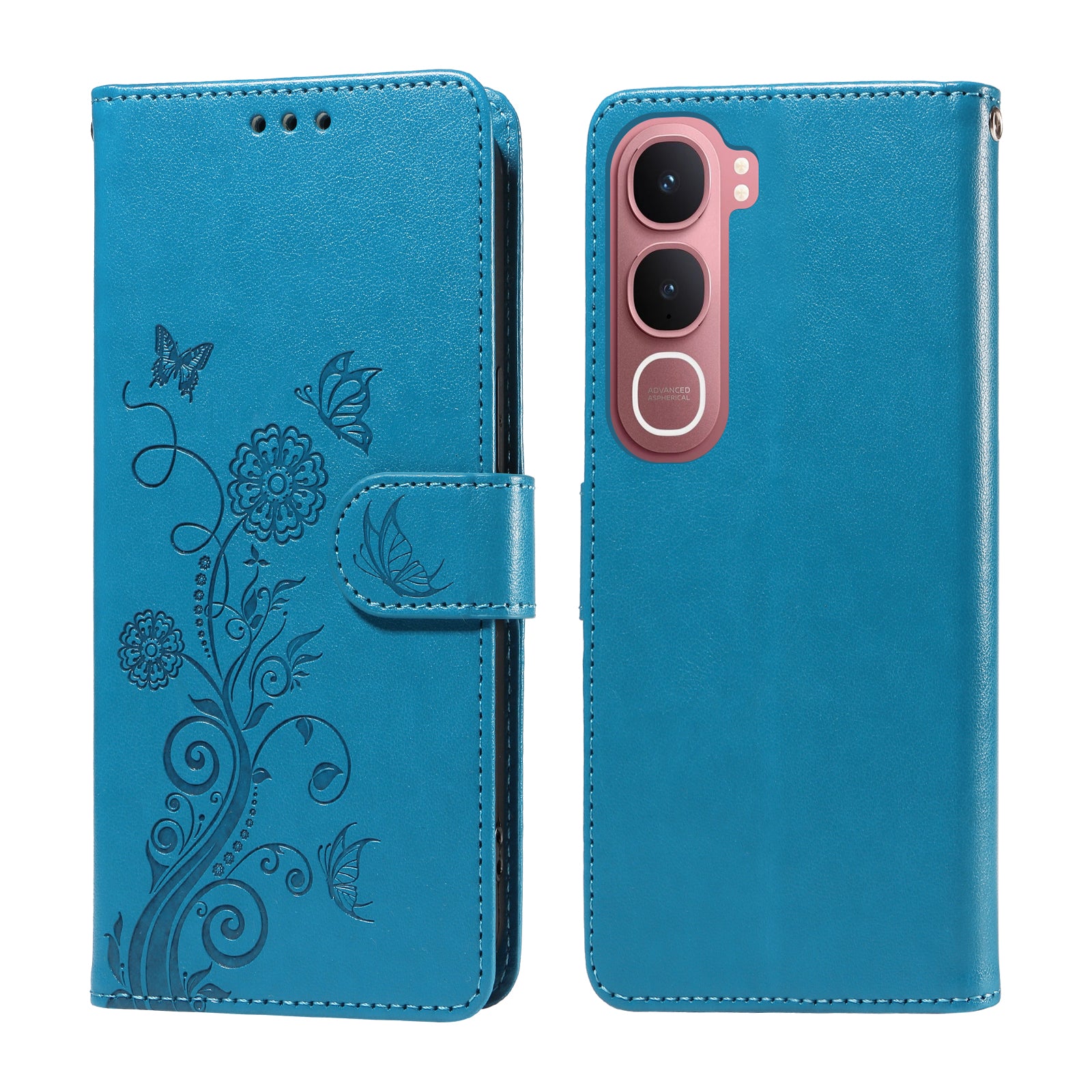 For vivo Y21d / vivo Y31 5G Leather Case Butterfly Floral Imprint Wallet Stand Cover